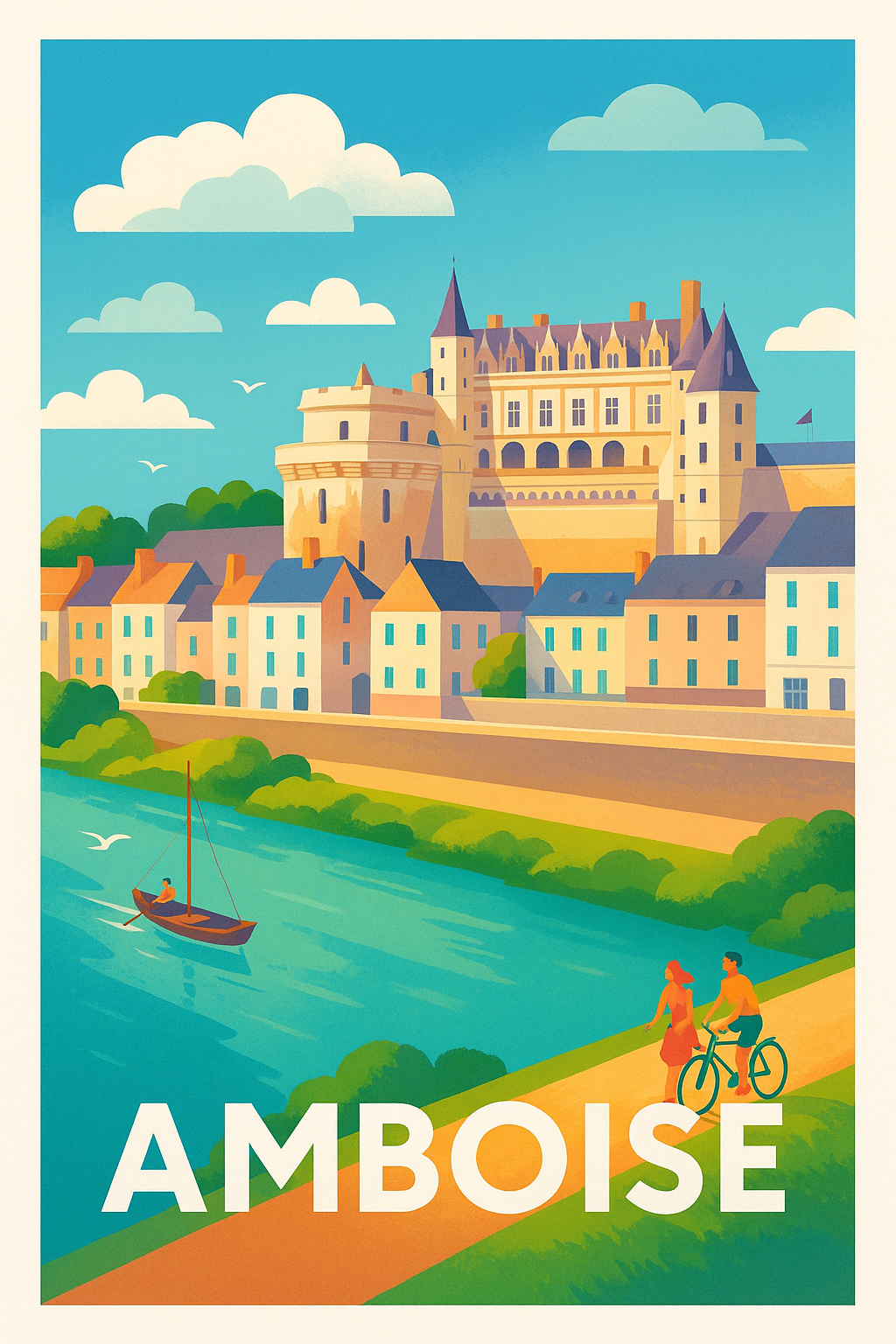 Indre-et-Loire France Pas de Cadre / 20 × 30cm Affiche de Amboise - Charme royal sur les bords de Loire
