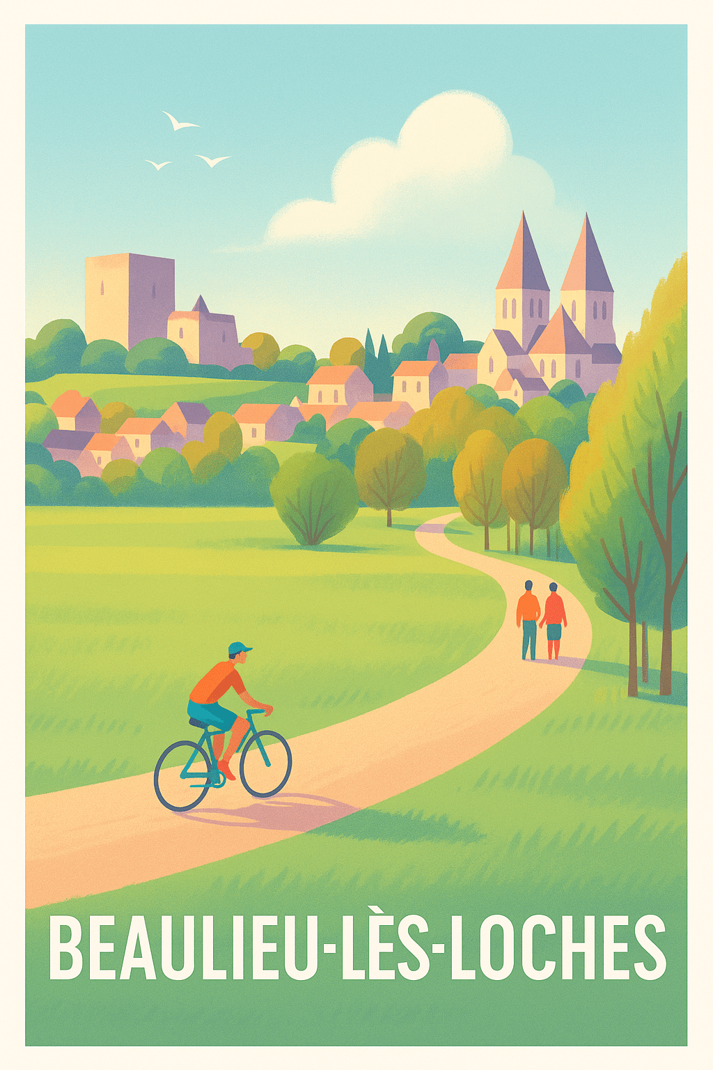 Affiche Beaulieu-lès-Loches — Promenade bucolique au cœur de la campagne · poster d'art de Beaulieu-lès-Loches