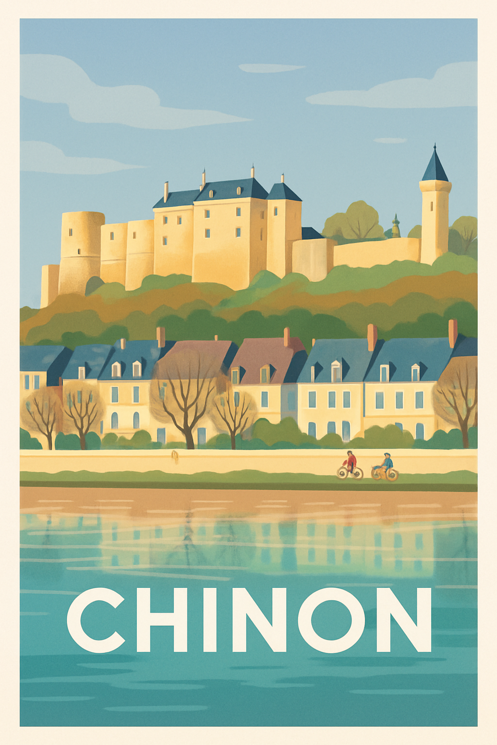 Indre-et-Loire France Pas de Cadre / 20 × 30cm Affiche de Chinon - Charme et Histoire en bord de Vienne