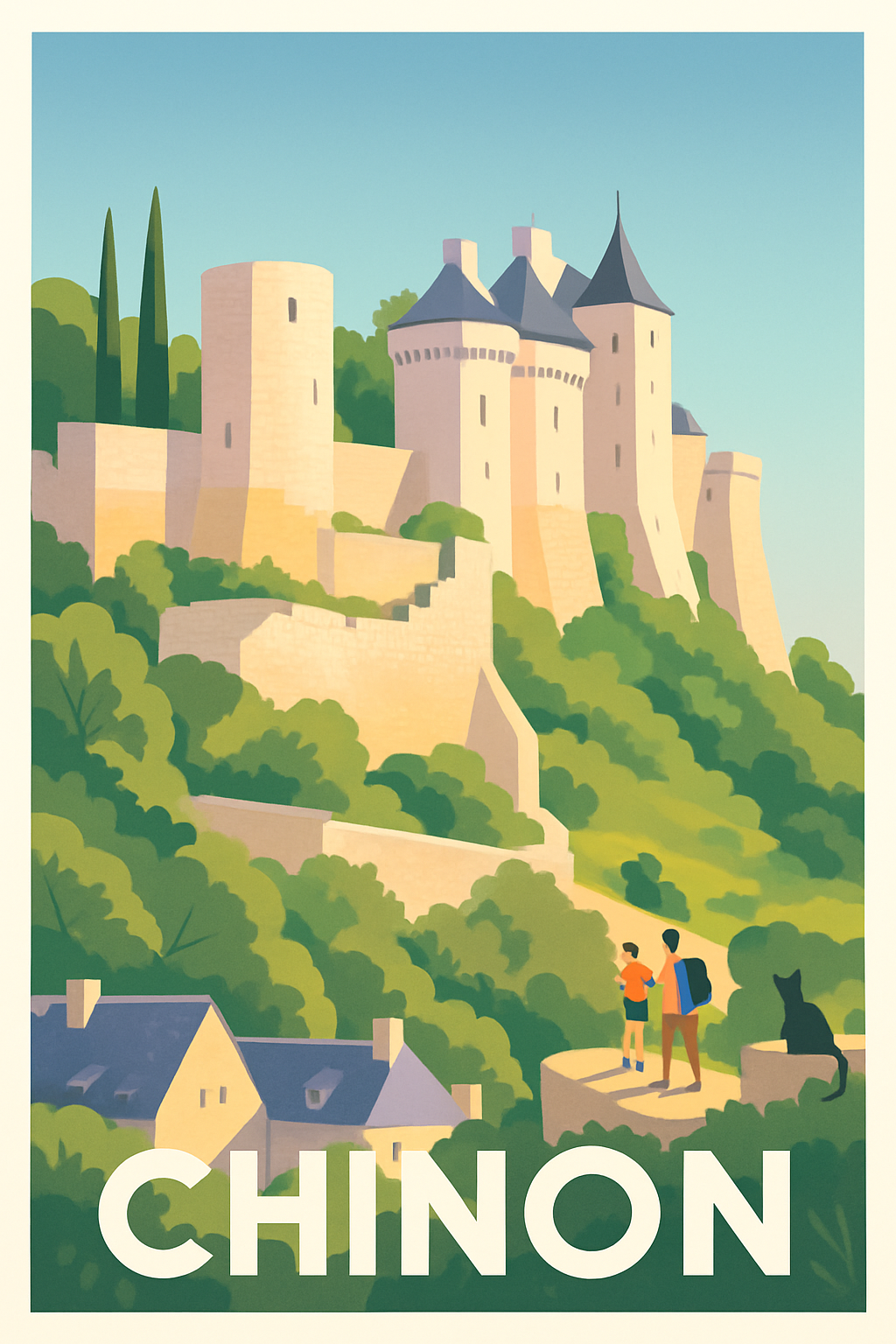 Indre-et-Loire France Pas de Cadre / 20 × 30cm Affiche de Chinon - Escapade historique au cœur de la forteresse