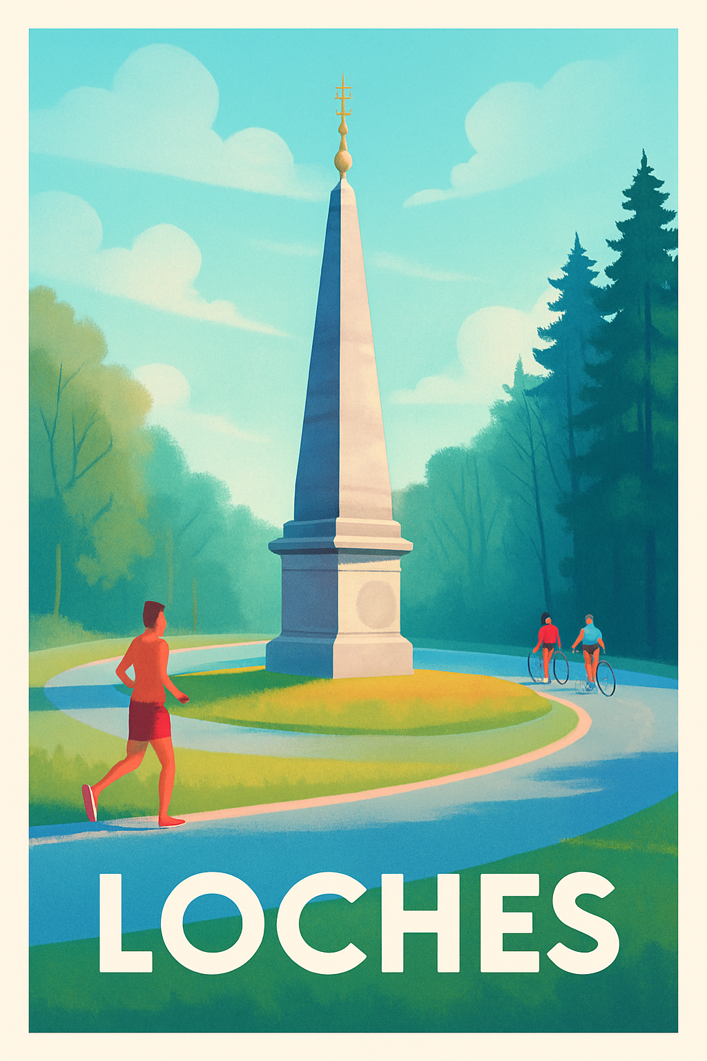 Indre-et-Loire France Pas de Cadre / 20 × 30cm Affiche de Loches - Harmonie entre nature et patrimoine