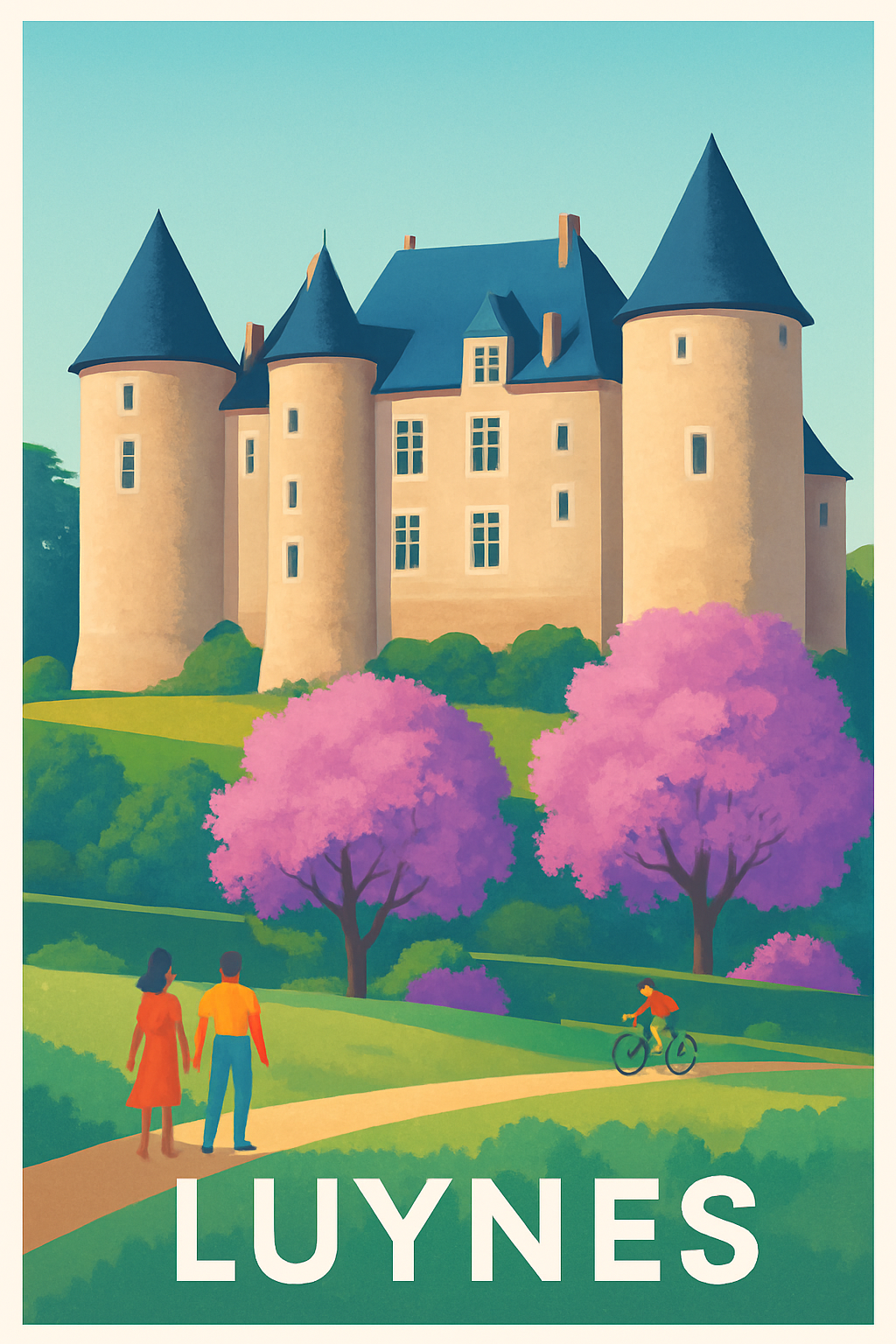Indre-et-Loire France Pas de Cadre / 20 × 30cm Affiche de Luynes - Élégance et sérénité au château
