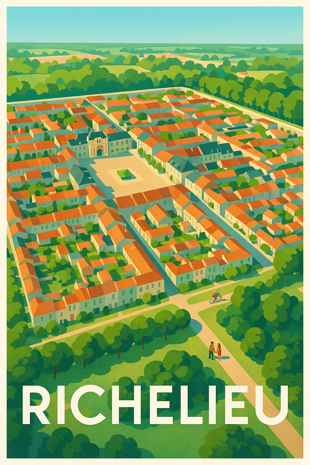Indre-et-Loire France Pas de Cadre / 20 × 30cm Affiche de Richelieu - Plongée au cœur d'une cité idéale