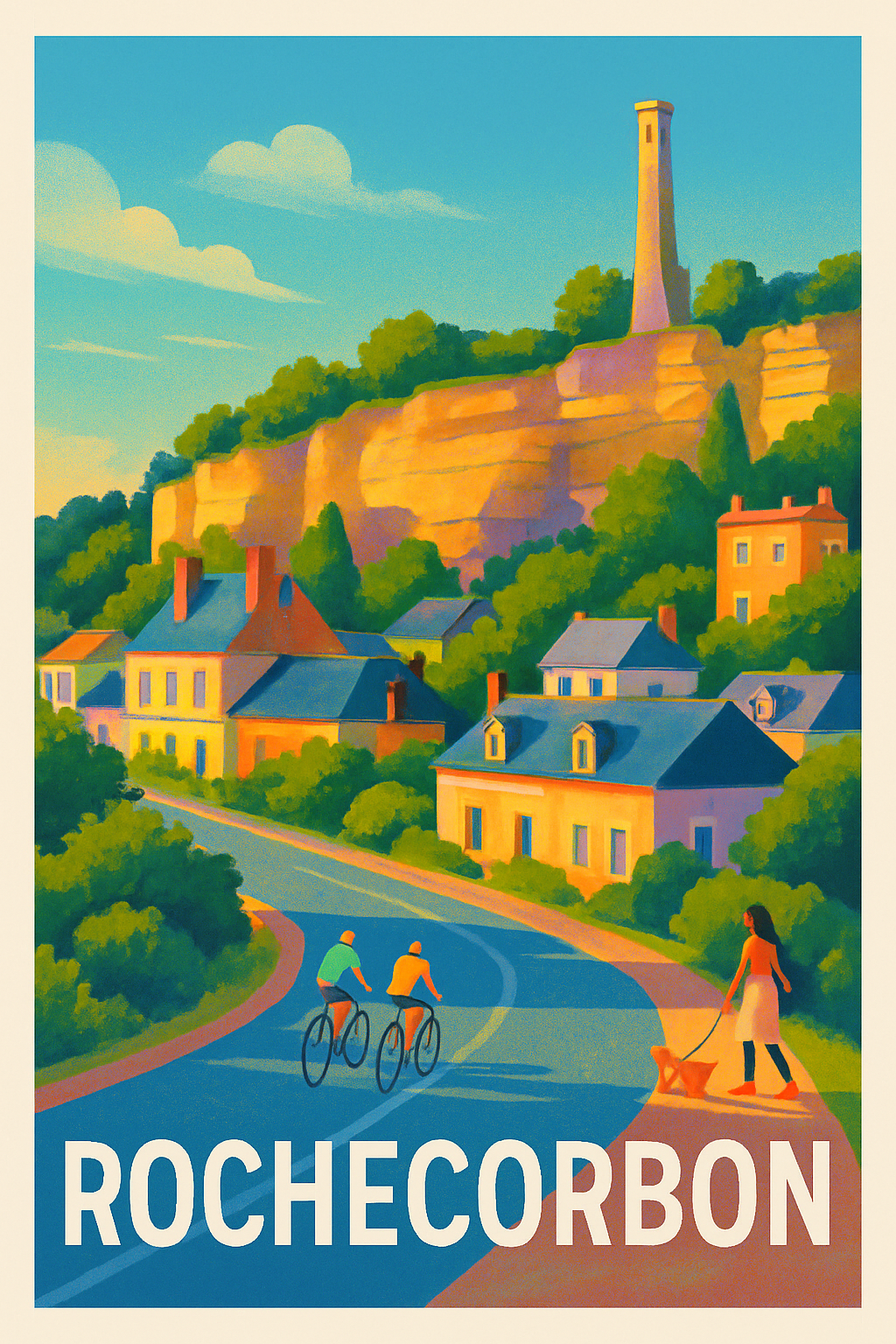 Indre-et-Loire France Pas de Cadre / 20 × 30cm Affiche de Rochecorbon - Charme bucolique entre nature et village