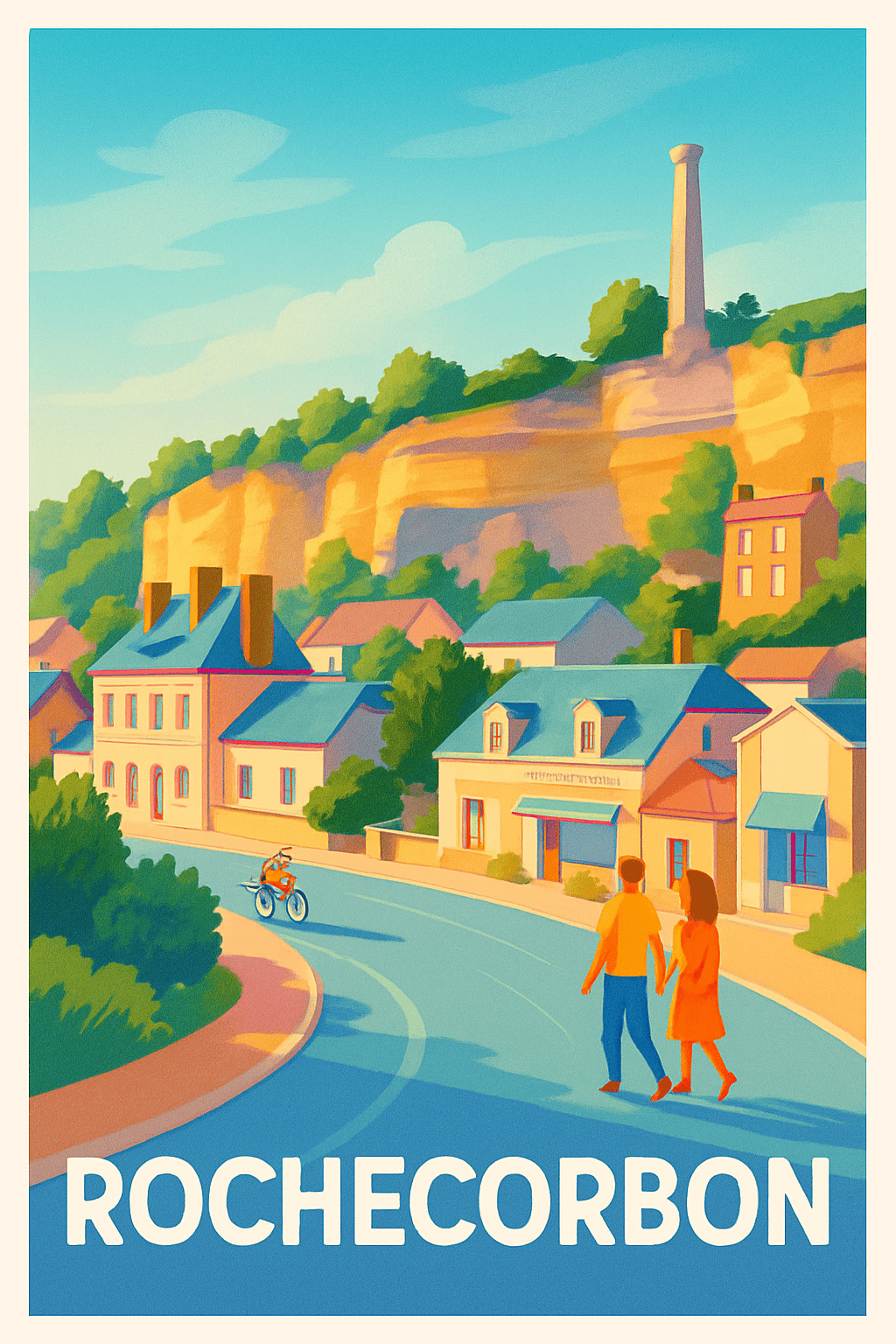 Indre-et-Loire France Pas de Cadre / 20 × 30cm Affiche de Rochecorbon - Charme bucolique sur les bords de Loire