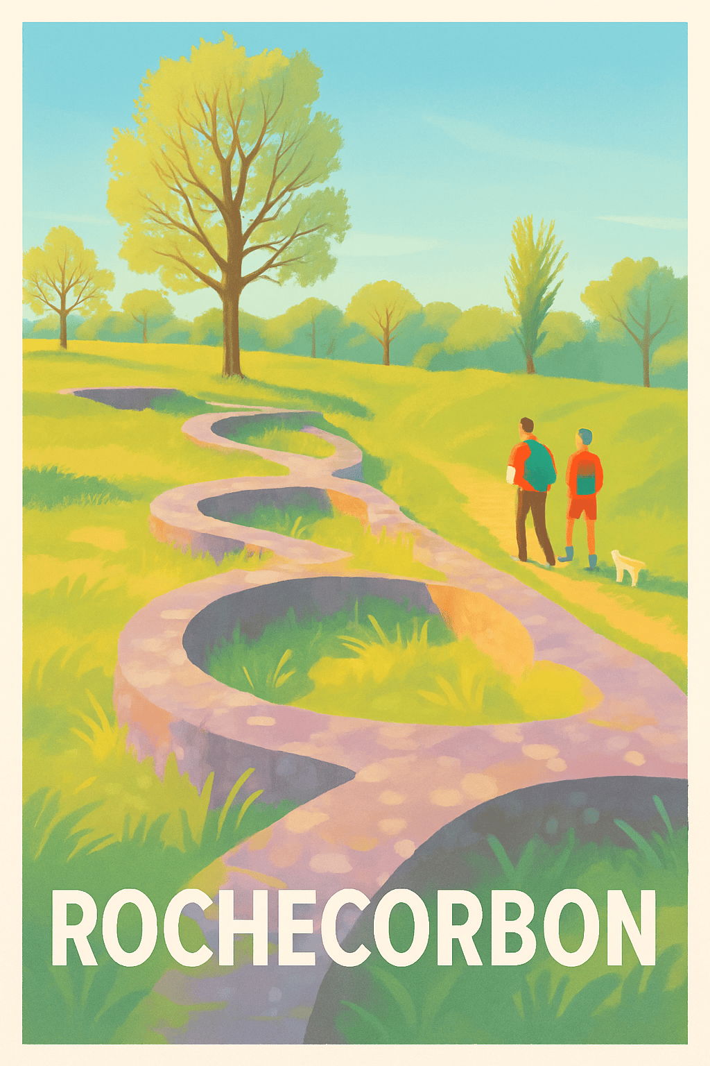 Indre-et-Loire France Pas de Cadre / 20 × 30cm Affiche de Rochecorbon - Promenade bucolique au fil de l'eau