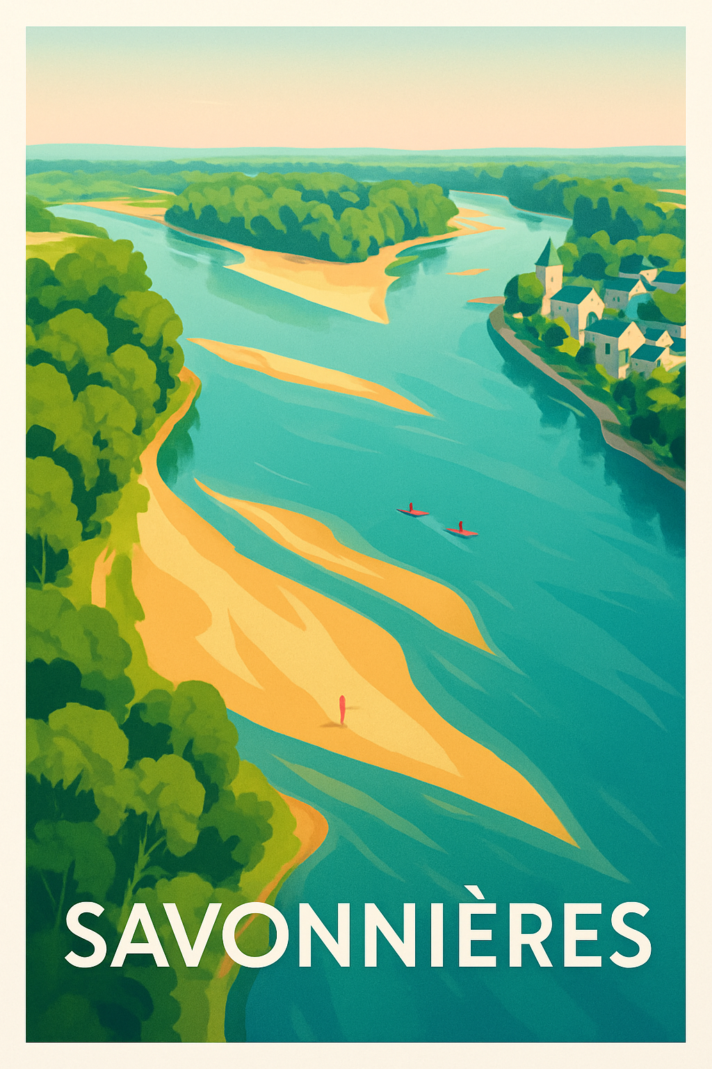 Indre-et-Loire France Pas de Cadre / 20 × 30cm Affiche de Savonnières - Évasion naturelle au fil de l'eau