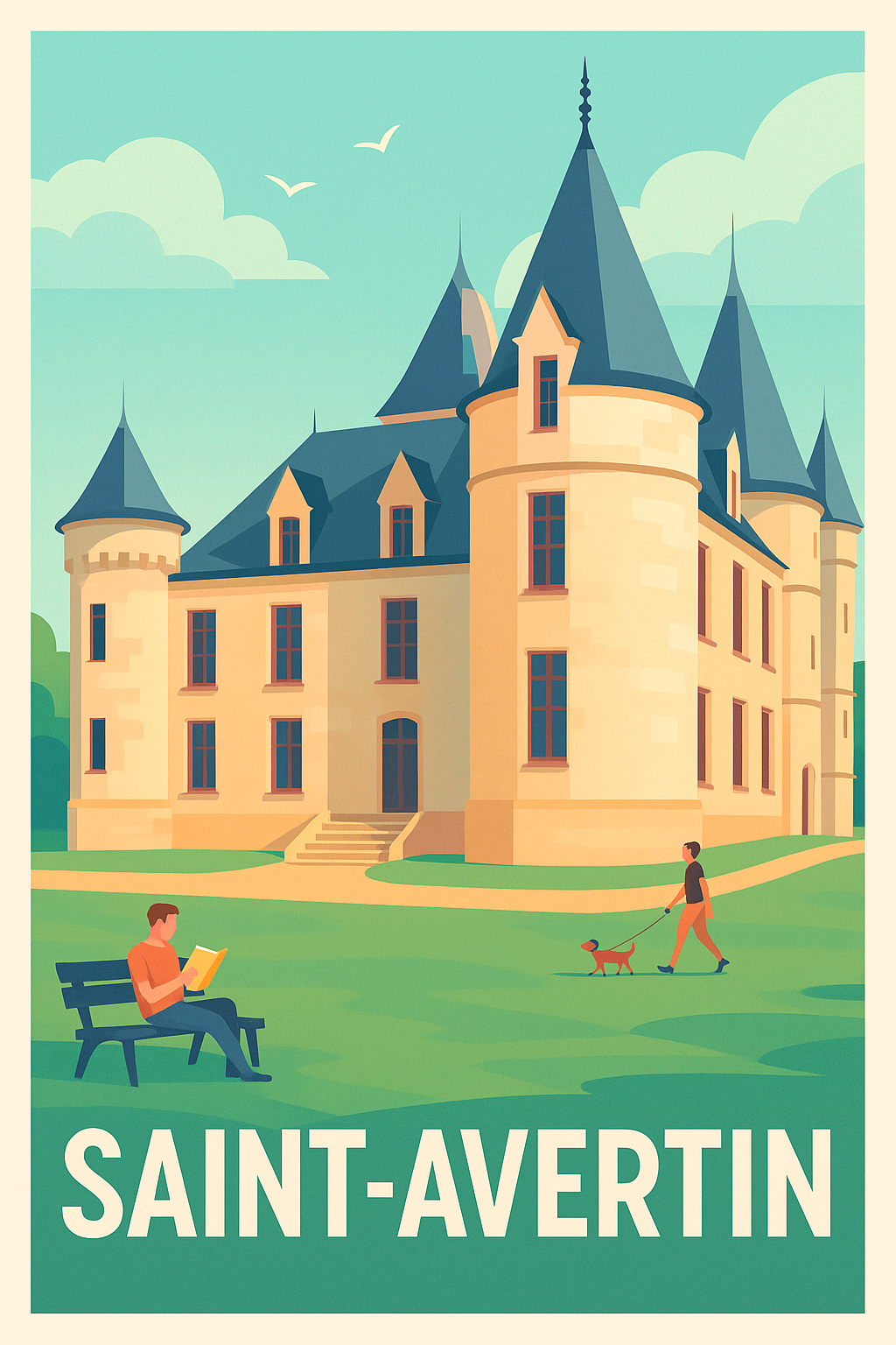 Indre-et-Loire France Pas de Cadre / 20 × 30cm Affiche Saint-Avertin - Charme et sérénité au château