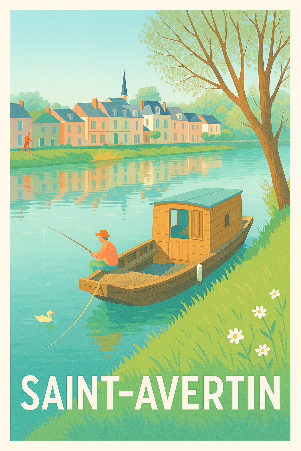 Affiche Saint-Avertin — Douceur de vie au fil de l'eau · poster d'art de Saint-Avertin