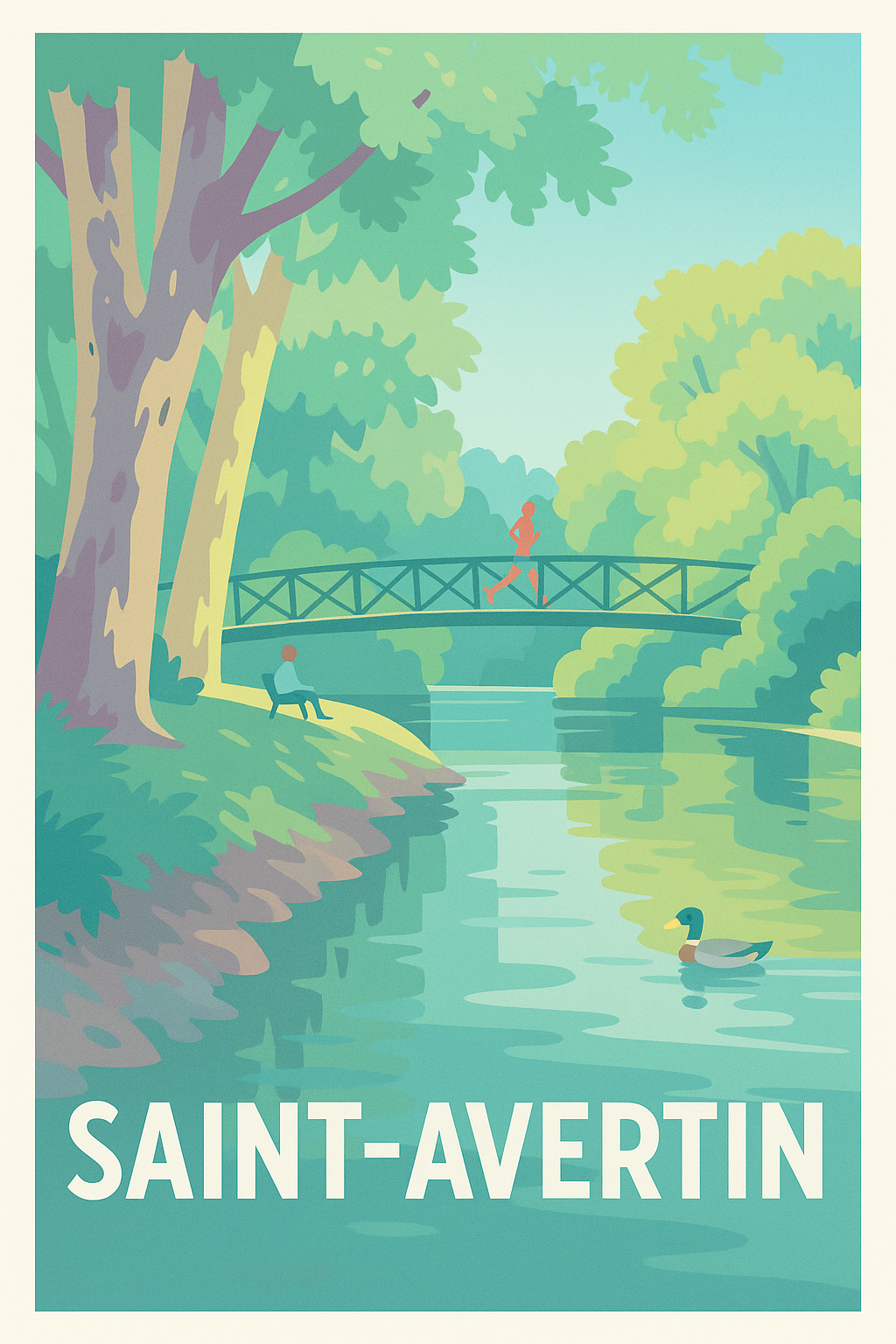 Indre-et-Loire France Pas de Cadre / 20 × 30cm Affiche Saint-Avertin - Sérénité au cœur de la nature