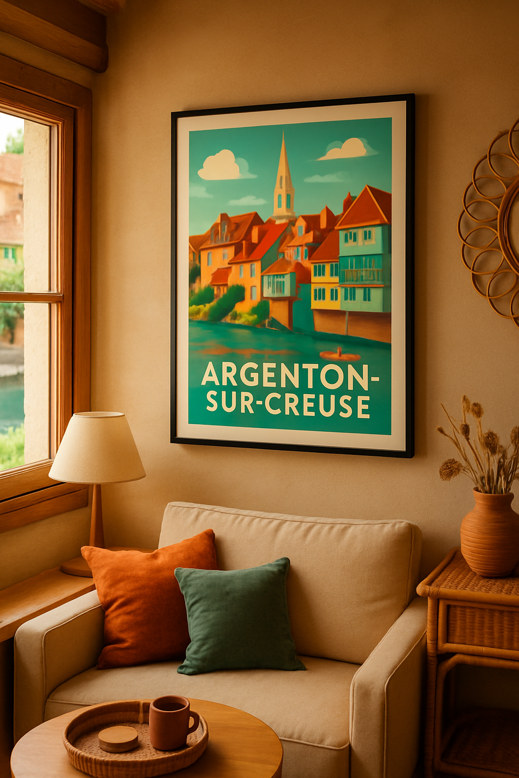 Indre France Affiche de Argenton-sur-Creuse - Charme coloré au fil de l'eau