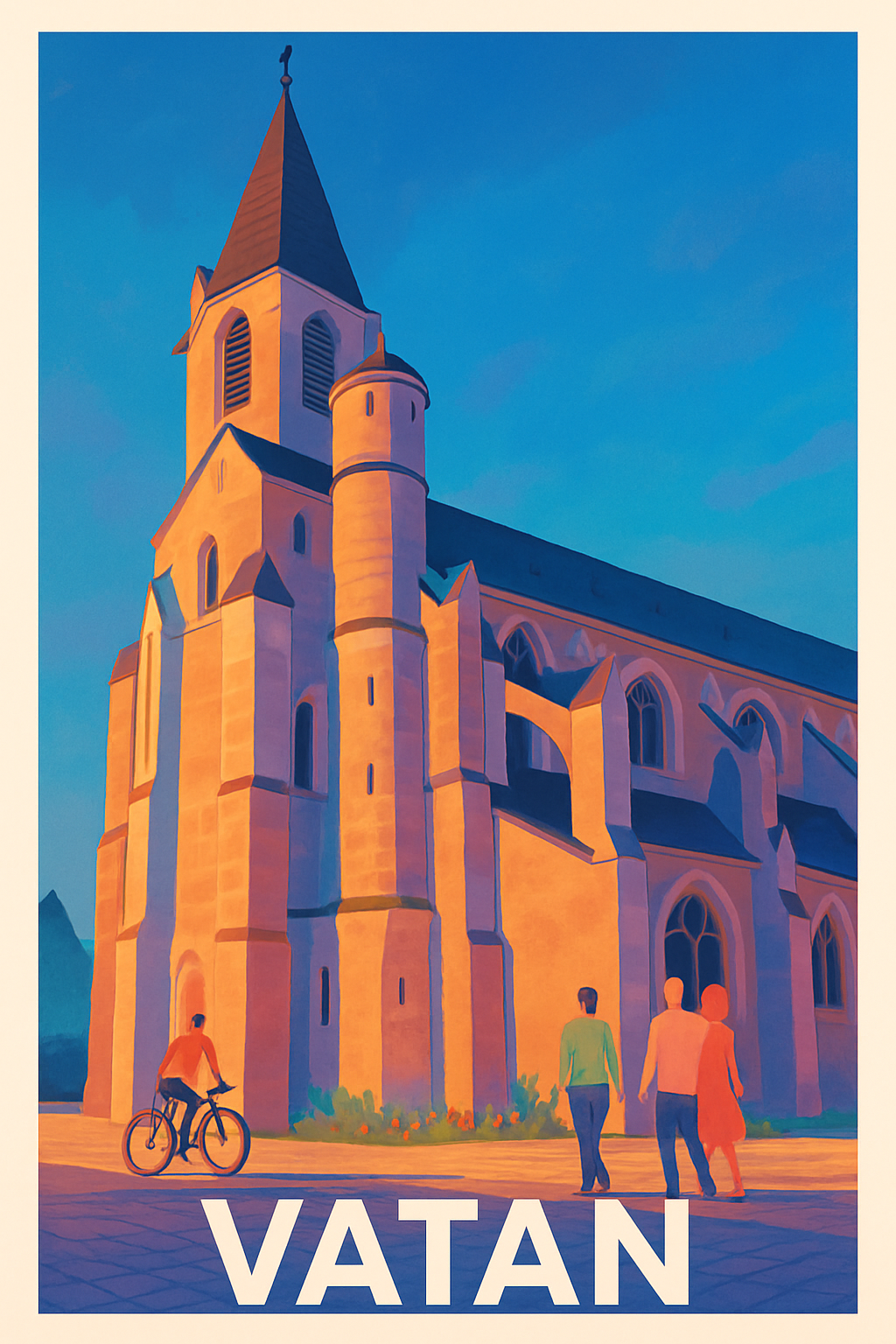 Indre France Pas de Cadre / 20 × 30cm Affiche de Vatan - Charme et histoire au cœur de la ville