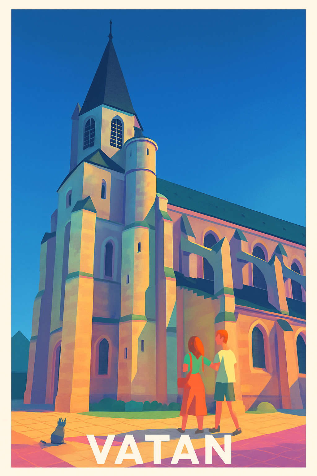 Indre France Pas de Cadre / 20 × 30cm Affiche de Vatan - L'église au charme intemporel