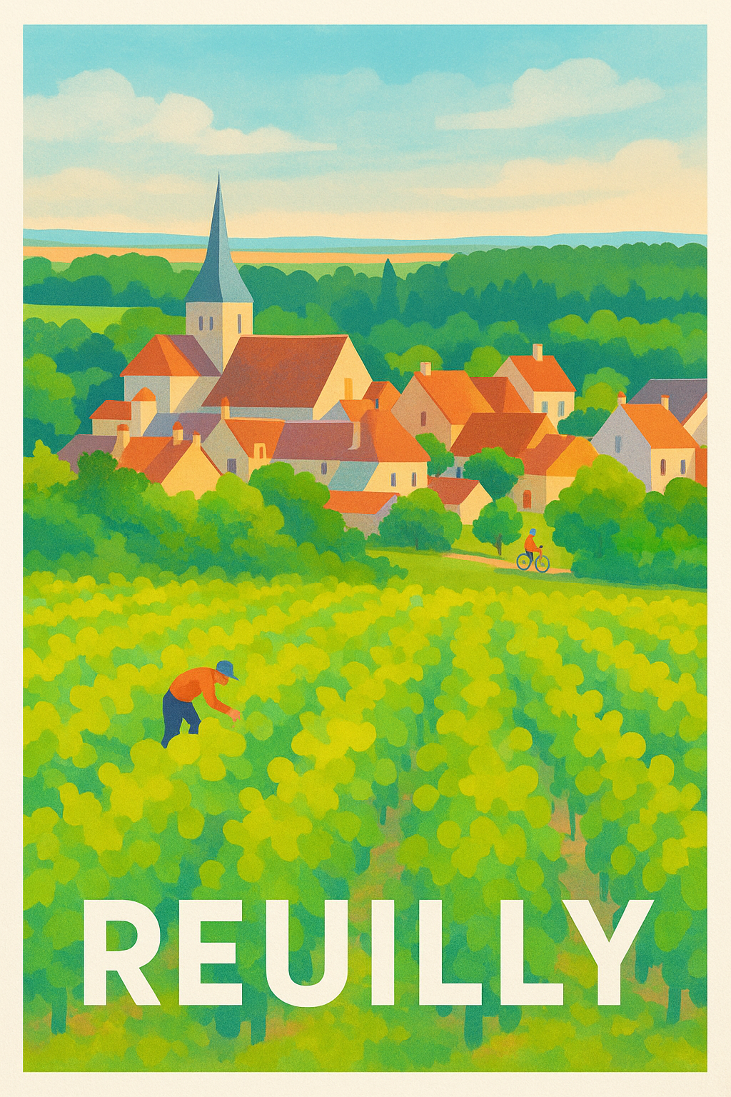 Indre France Pas de Cadre / 20 × 30cm Affiche Reuilly - Charme bucolique du vignoble français