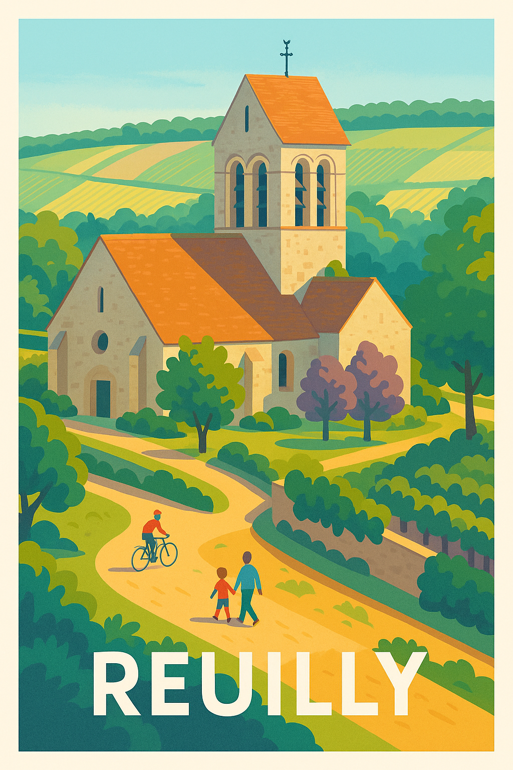 Indre France Pas de Cadre / 20 × 30cm Affiche Reuilly - Évasion bucolique au cœur de la campagne