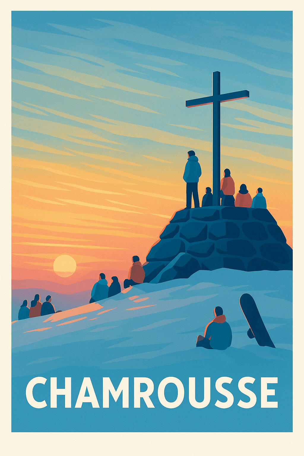 Isère France Affiche de Chamrousse - Contemplation au sommet