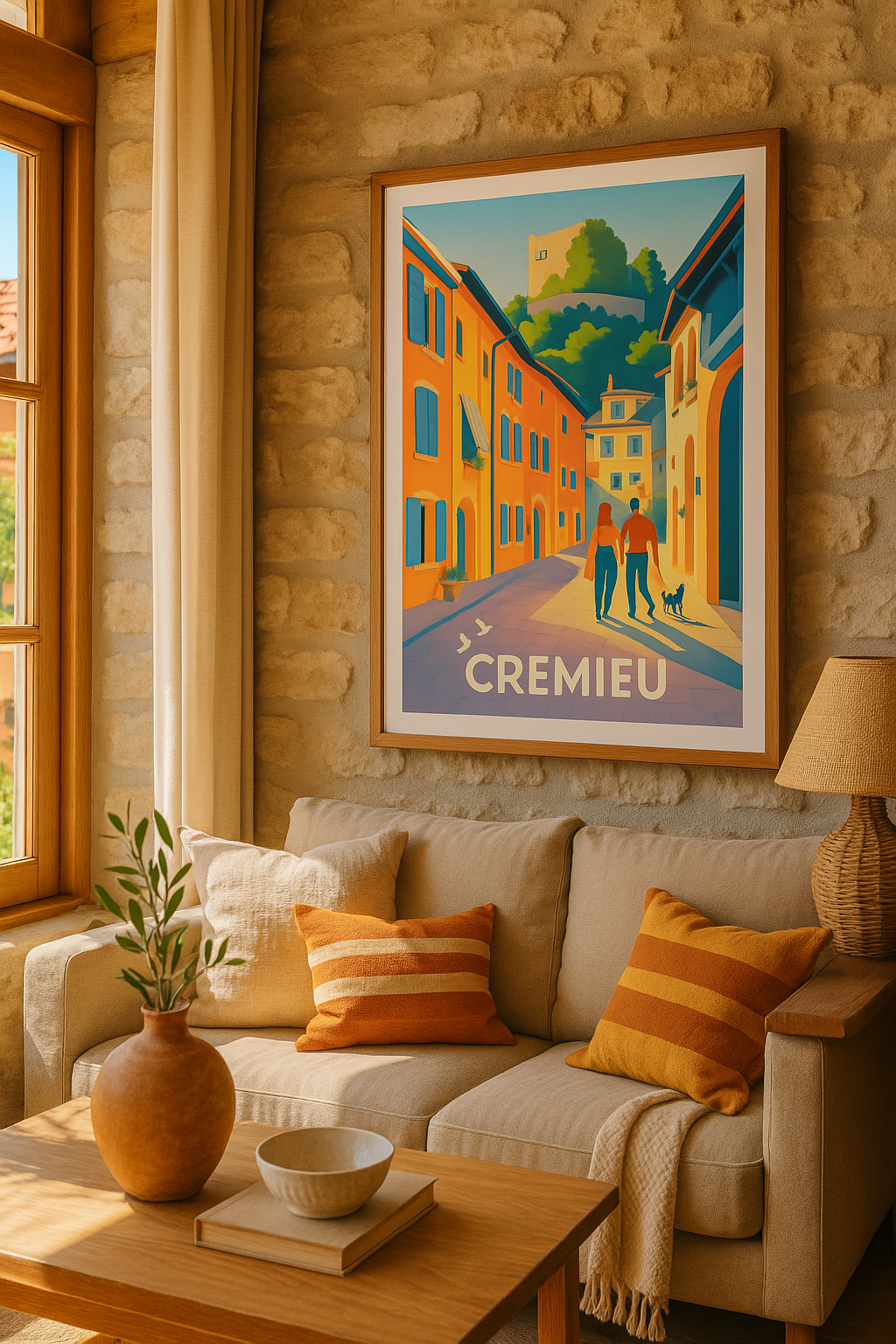 Isère France Affiche de Crémieu - Promenade ensoleillée au cœur du village