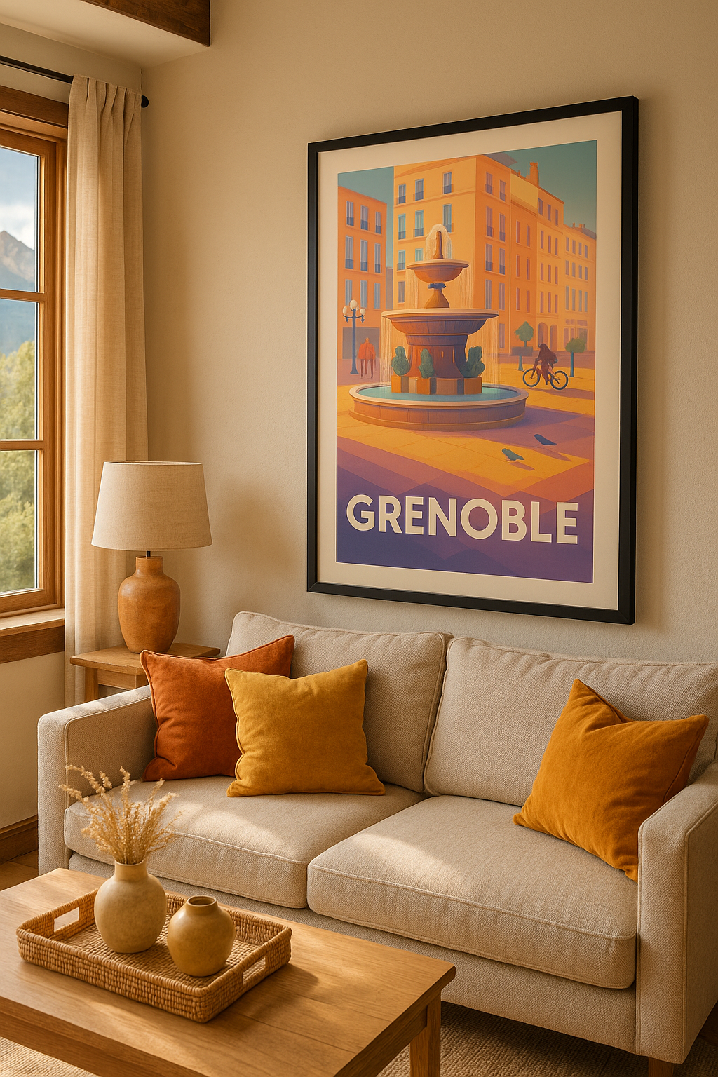 Affiche Grenoble — Instant de calme en cœur de ville · poster d'art de Grenoble