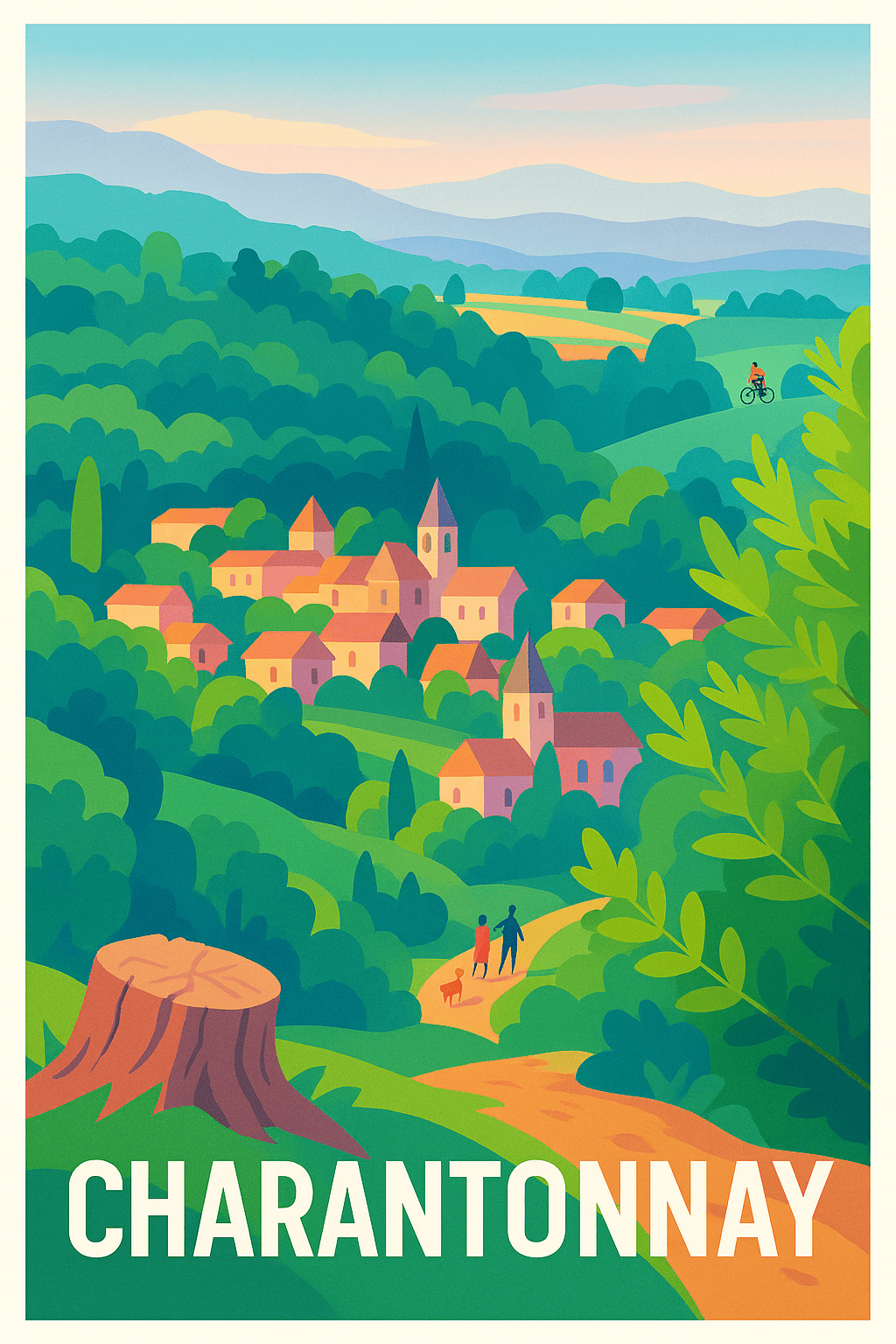 Isère France Pas de Cadre / 20 × 30cm Affiche Charantonnay - Évasion bucolique au cœur de la nature