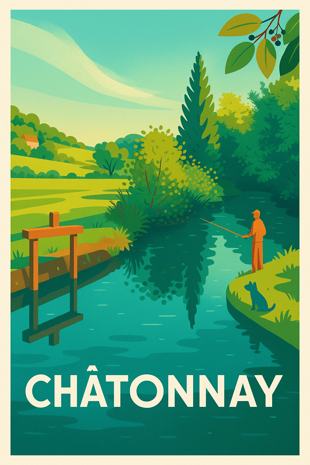 Isère France Pas de Cadre / 20 × 30cm Affiche Châtonnay - Évasion paisible au bord de l'eau