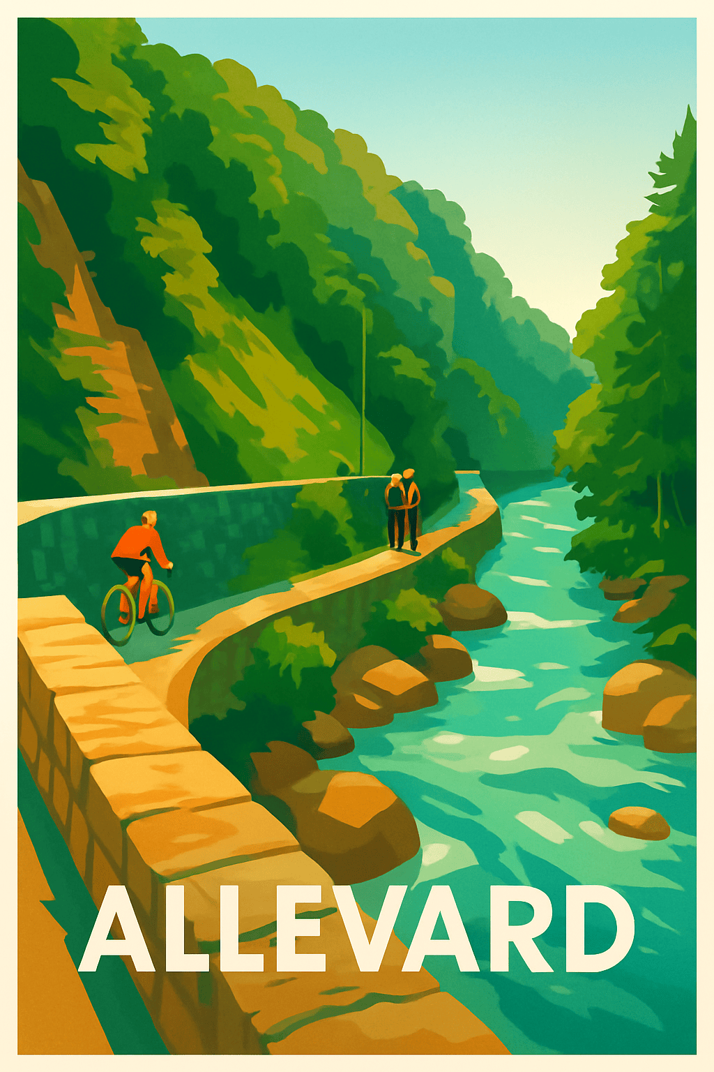 Isère France Pas de Cadre / 20 × 30cm Affiche de Allevard - Évasion au cœur de la nature alpine