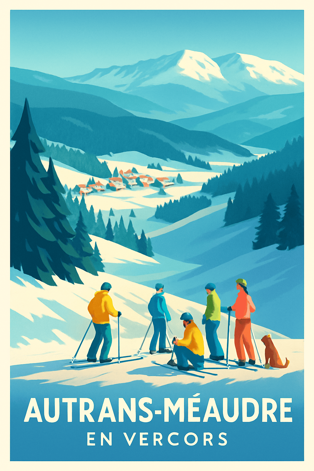 Isère France Pas de Cadre / 20 × 30cm Affiche de Autrans-Méaudre - Hiver en Vercors, charme et nature