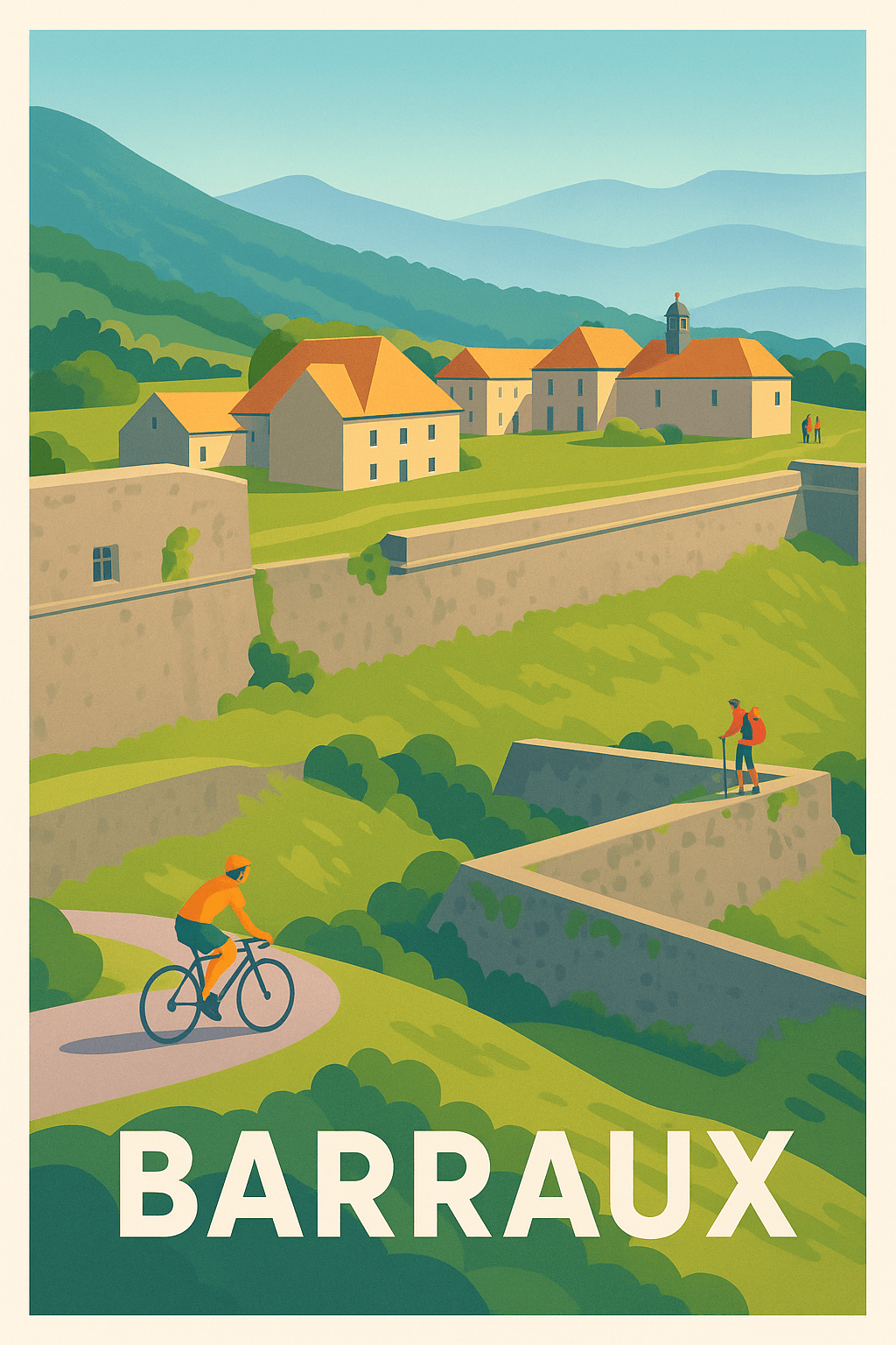 Isère France Pas de Cadre / 20 × 30cm Affiche de Barraux - Échappée verte au pied des remparts