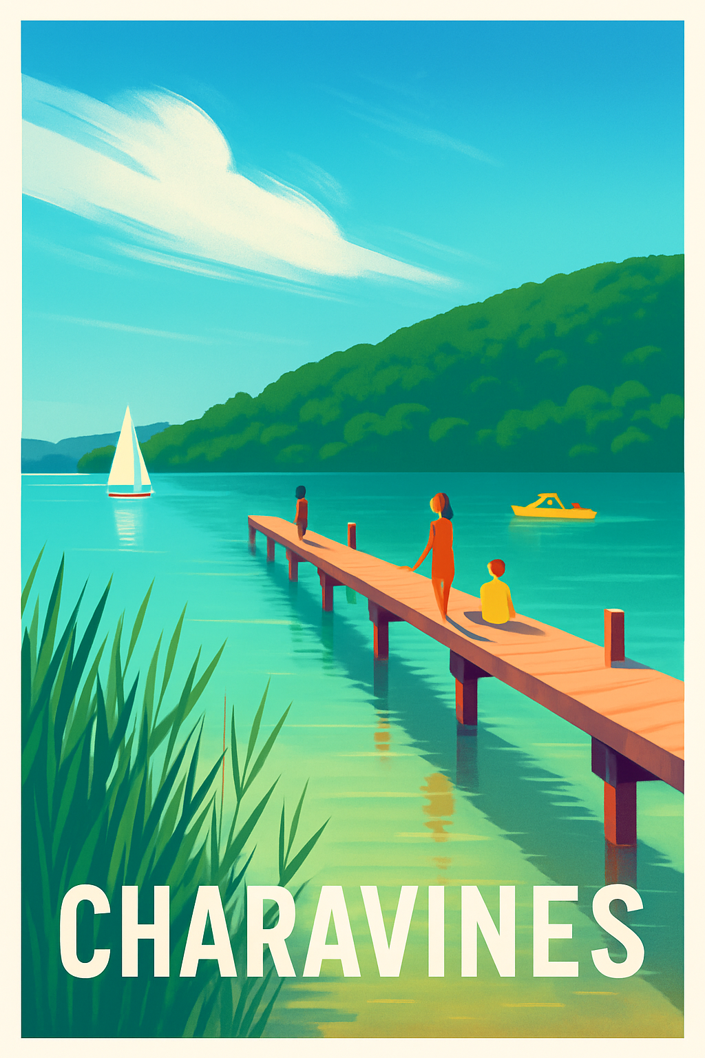 Isère France Pas de Cadre / 20 × 30cm Affiche de Charavines - Escapade paisible au bord du lac
