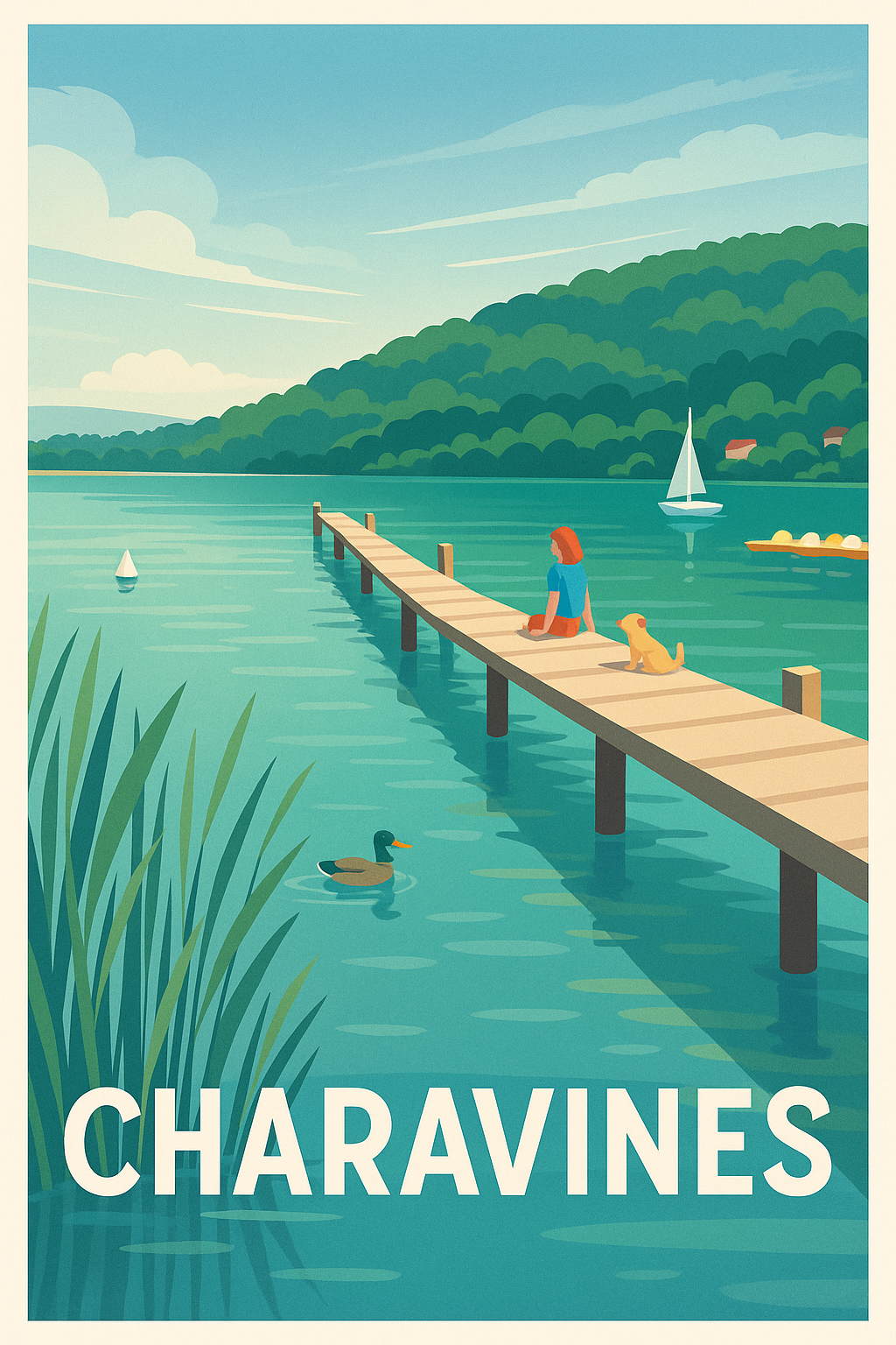 Isère France Pas de Cadre / 20 × 30cm Affiche de Charavines - Évasion paisible au bord du lac