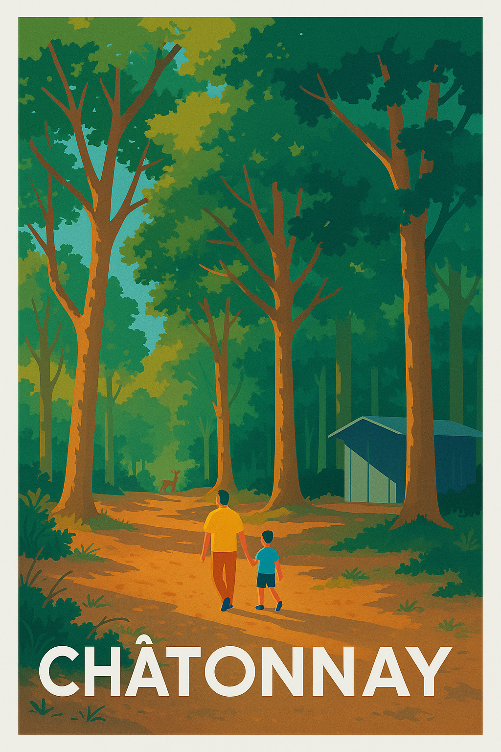 Isère France Pas de Cadre / 20 × 30cm Affiche de Châtonnay - Promenade en forêt apaisante