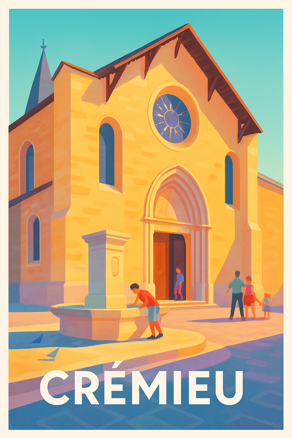 Isère France Pas de Cadre / 20 × 30cm Affiche de Crémieu - Charme ensoleillé du centre historique