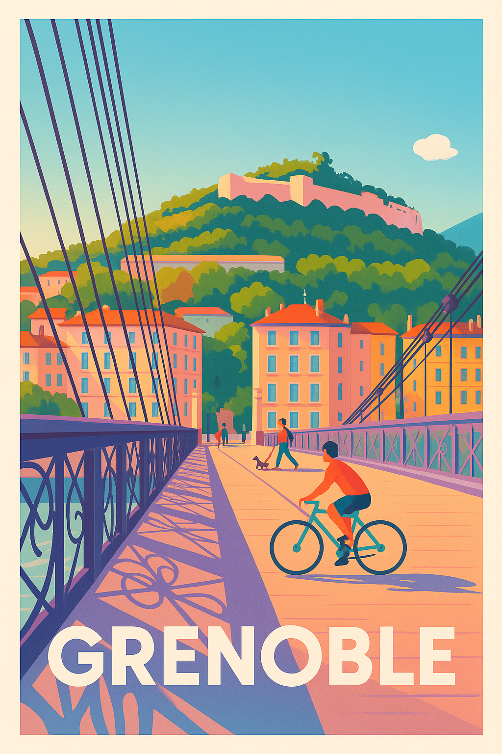 Isère France Pas de Cadre / 20 × 30cm Affiche de Grenoble - Évasion urbaine au pied des montagnes