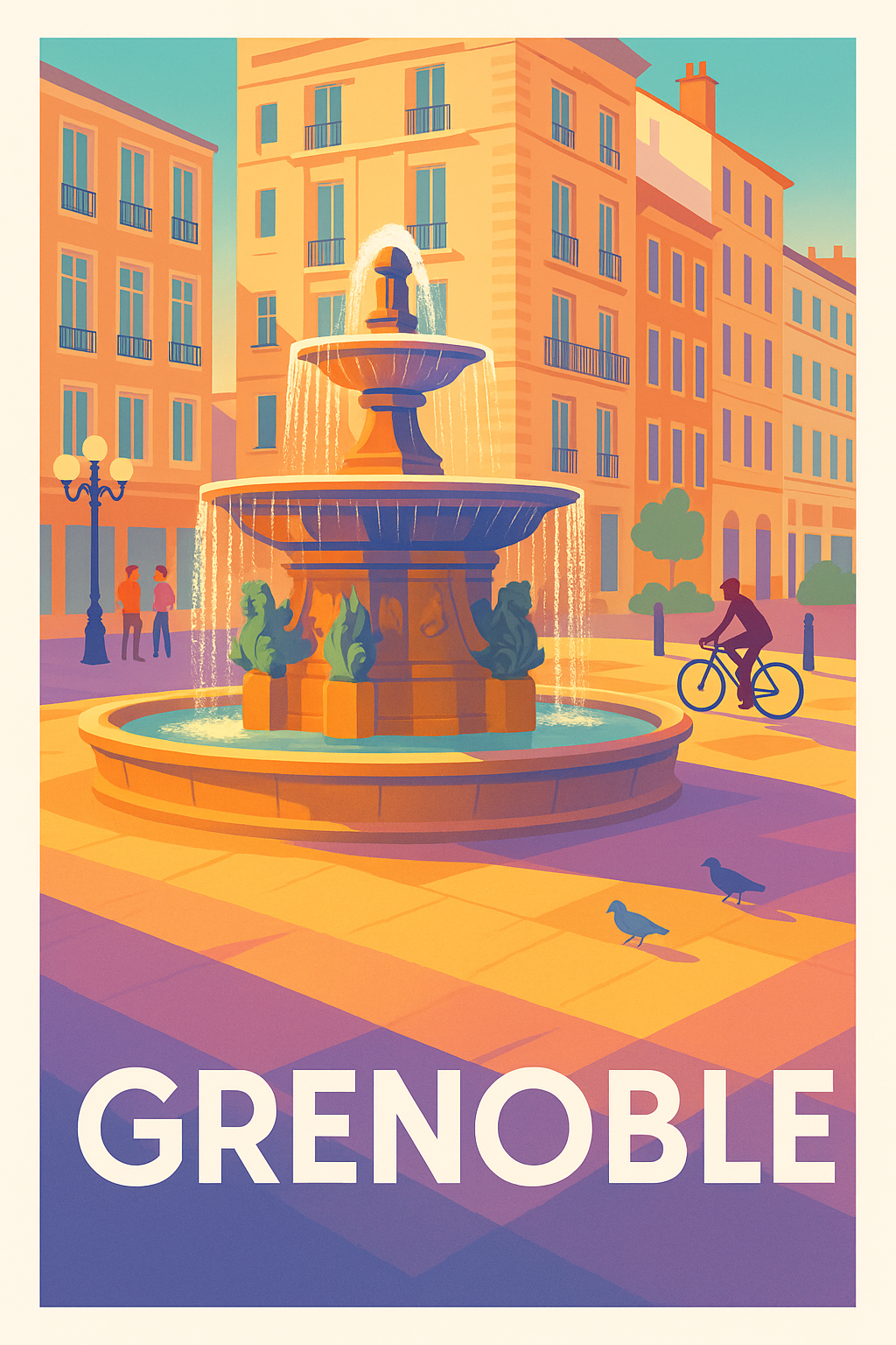 Affiche Grenoble — Instant de calme en cœur de ville · poster d'art de Grenoble