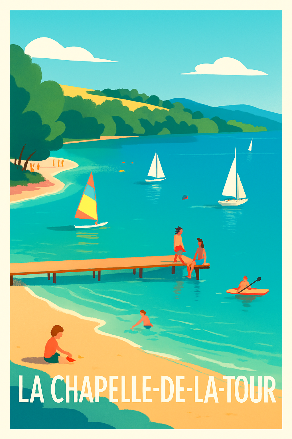 Isère France Pas de Cadre / 20 × 30cm Affiche de La Chapelle-de-la-Tour - Escapade Balnéaire Paisible