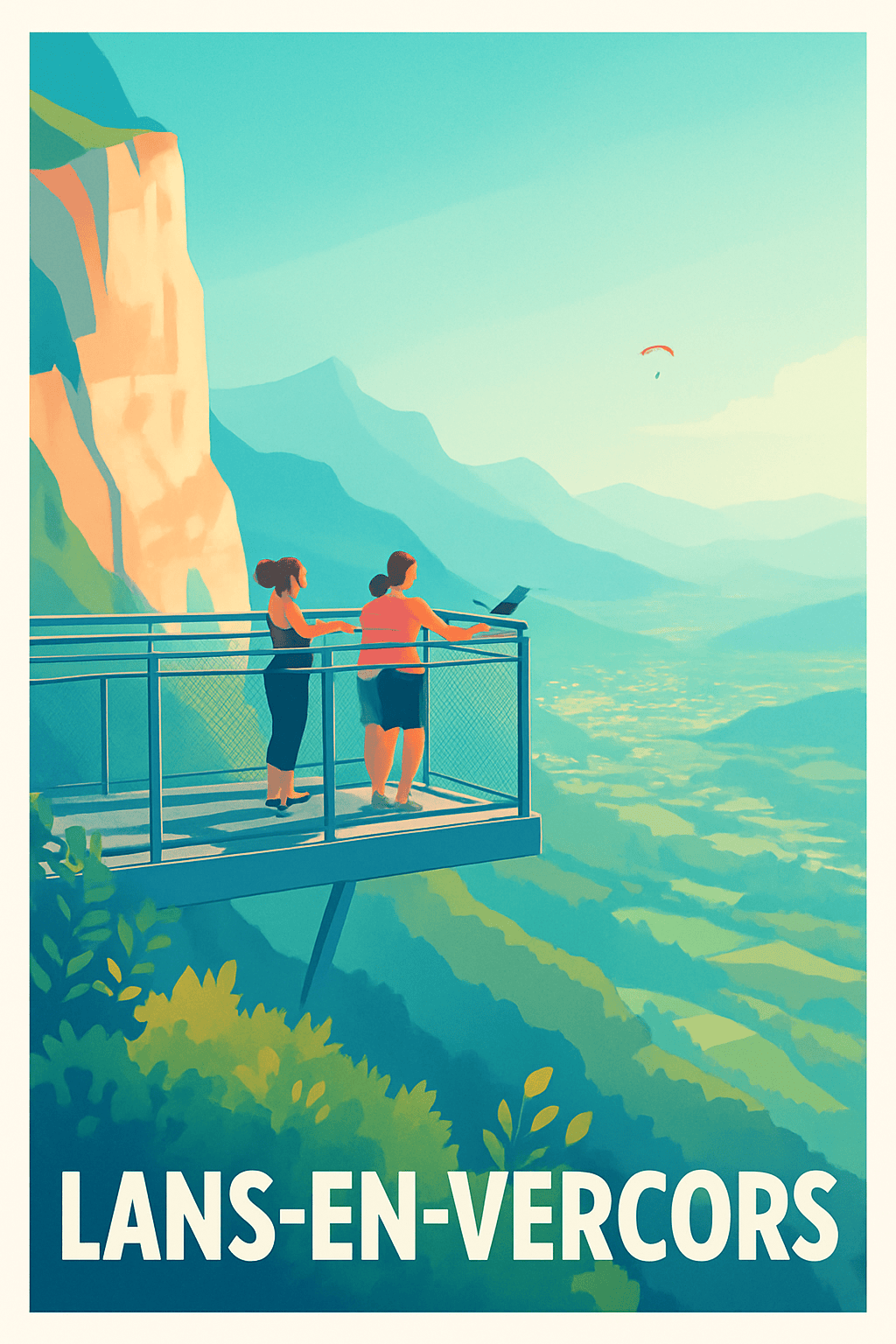 Isère France Pas de Cadre / 20 × 30cm Affiche de Lans-en-Vercors - Panorama spectaculaire sur la nature alpine