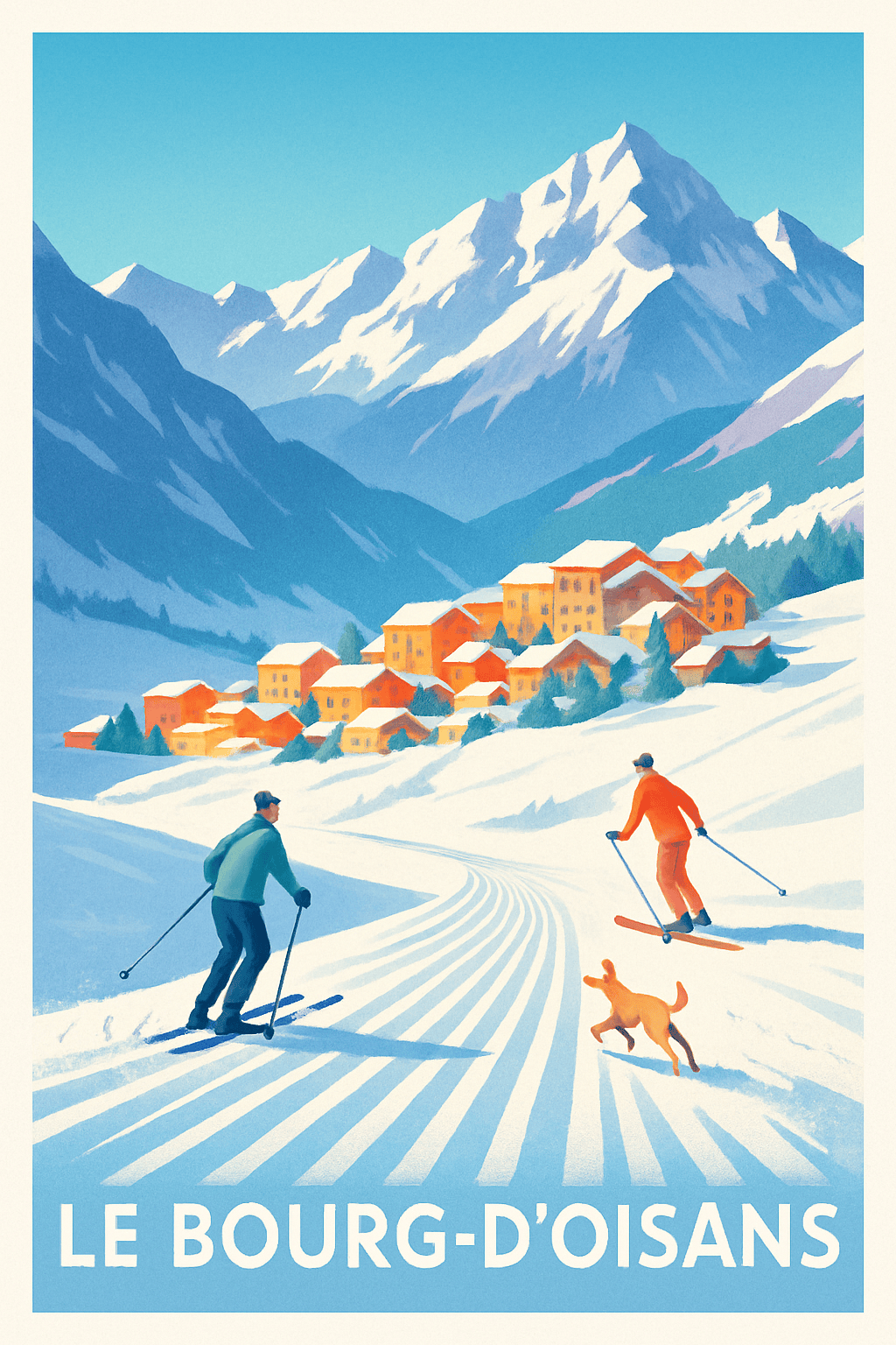 Isère France Pas de Cadre / 20 × 30cm Affiche de Le Bourg-d'Oisans - L'évasion hivernale au cœur des Alpes