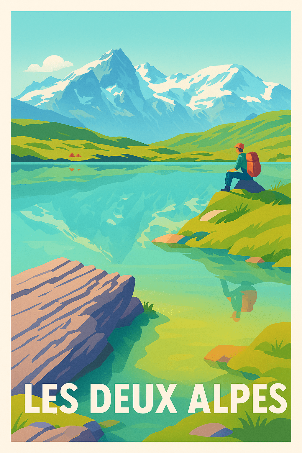 Affiche Les Deux Alpes — Évasion Nature et Montagne · poster d'art de Les Deux Alpes