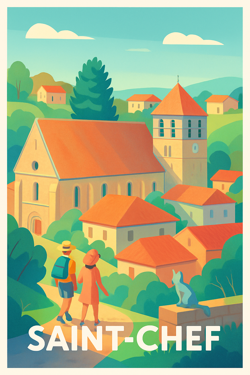 Isère France Pas de Cadre / 20 × 30cm Affiche de Saint-Chef - Charme et Sérénité en Paysage Bucolique