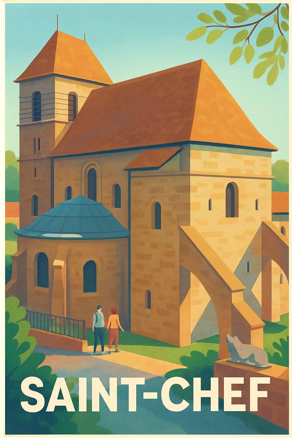 Isère France Pas de Cadre / 20 × 30cm Affiche de Saint-Chef - Un trésor architectural au cœur de la nature