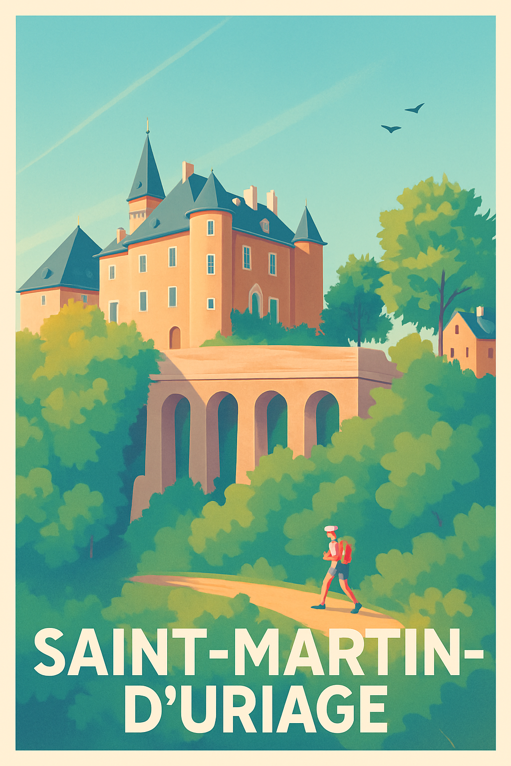 Isère France Pas de Cadre / 20 × 30cm Affiche de Saint-Martin-d'Uriage - Charme et nature au pied des Alpes