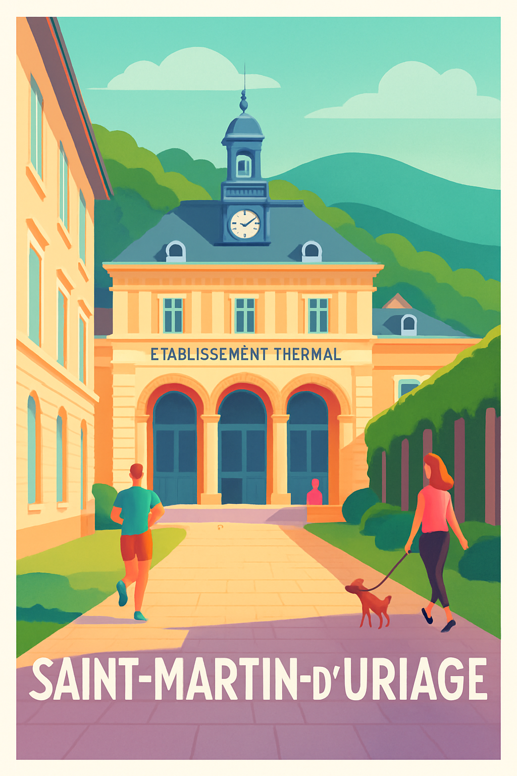 Isère France Pas de Cadre / 20 × 30cm Affiche de Saint-Martin-d'Uriage - Charme thermal au cœur des montagnes