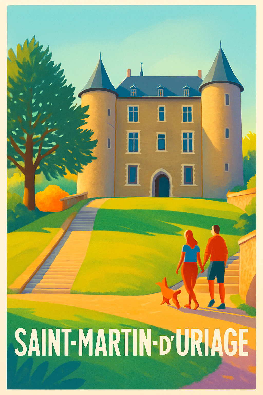 Isère France Pas de Cadre / 20 × 30cm Affiche de Saint-Martin-d'Uriage - Une balade au pied du château