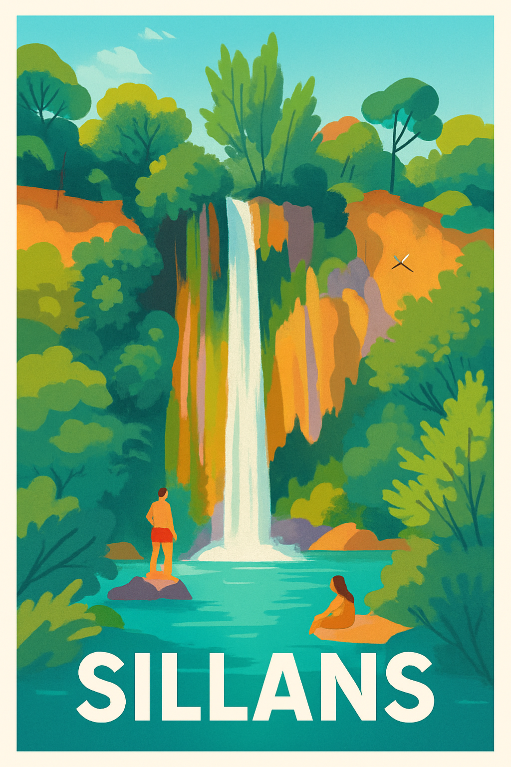 Isère France Pas de Cadre / 20 × 30cm Affiche de Sillans - Évasion au cœur de la nature et ses cascades