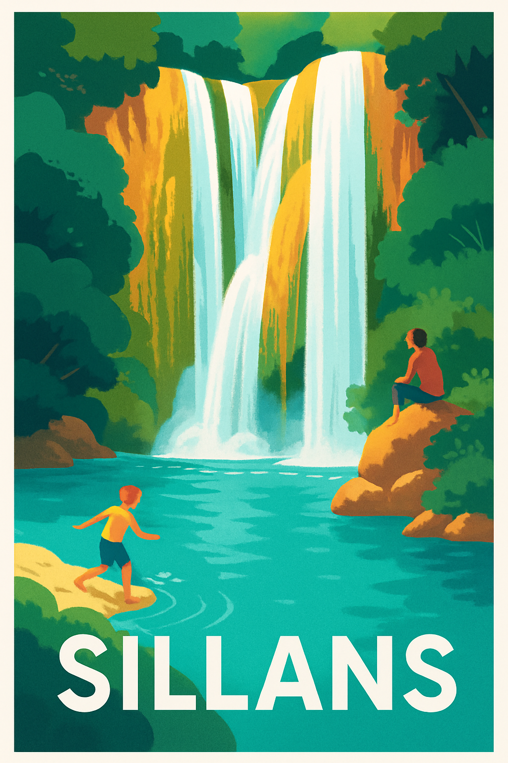Isère France Pas de Cadre / 20 × 30cm Affiche de Sillans - Évasion au pied des cascades