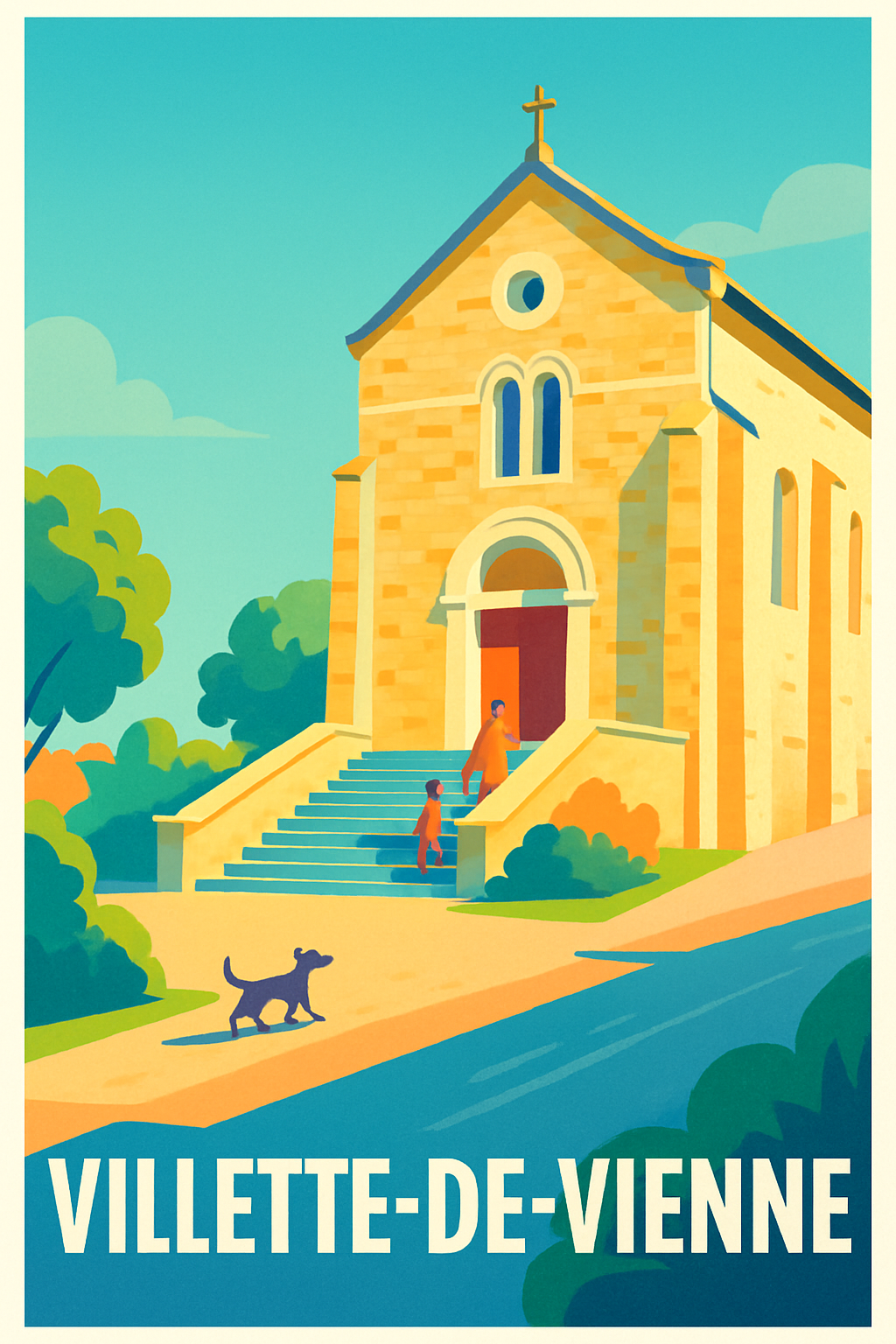 Isère France Pas de Cadre / 20 × 30cm Affiche de Villette-de-Vienne - Charme et Sérénité en Plein Cœur