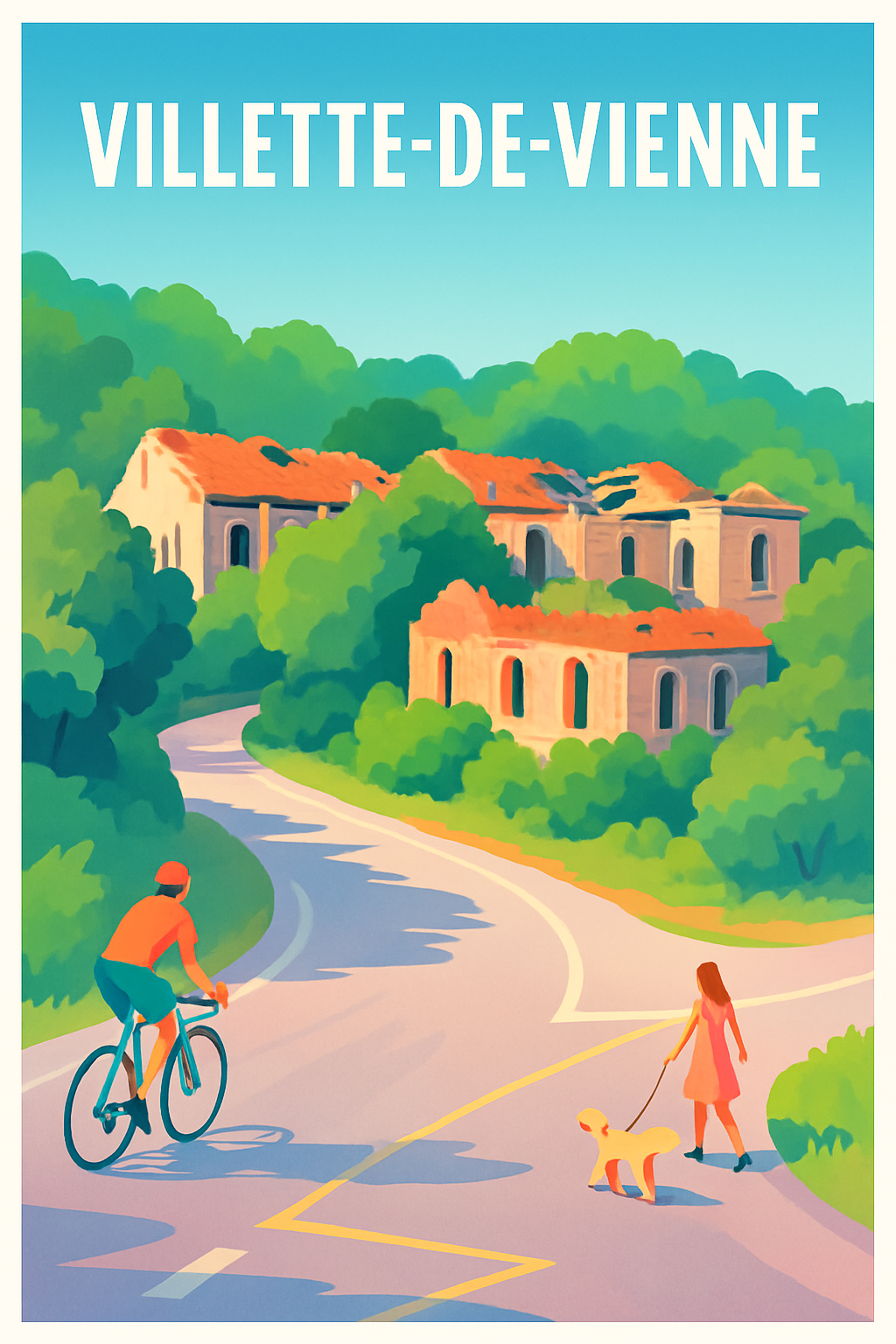 Isère France Pas de Cadre / 20 × 30cm Affiche de Villette-de-Vienne - Flânerie et nature en douceur