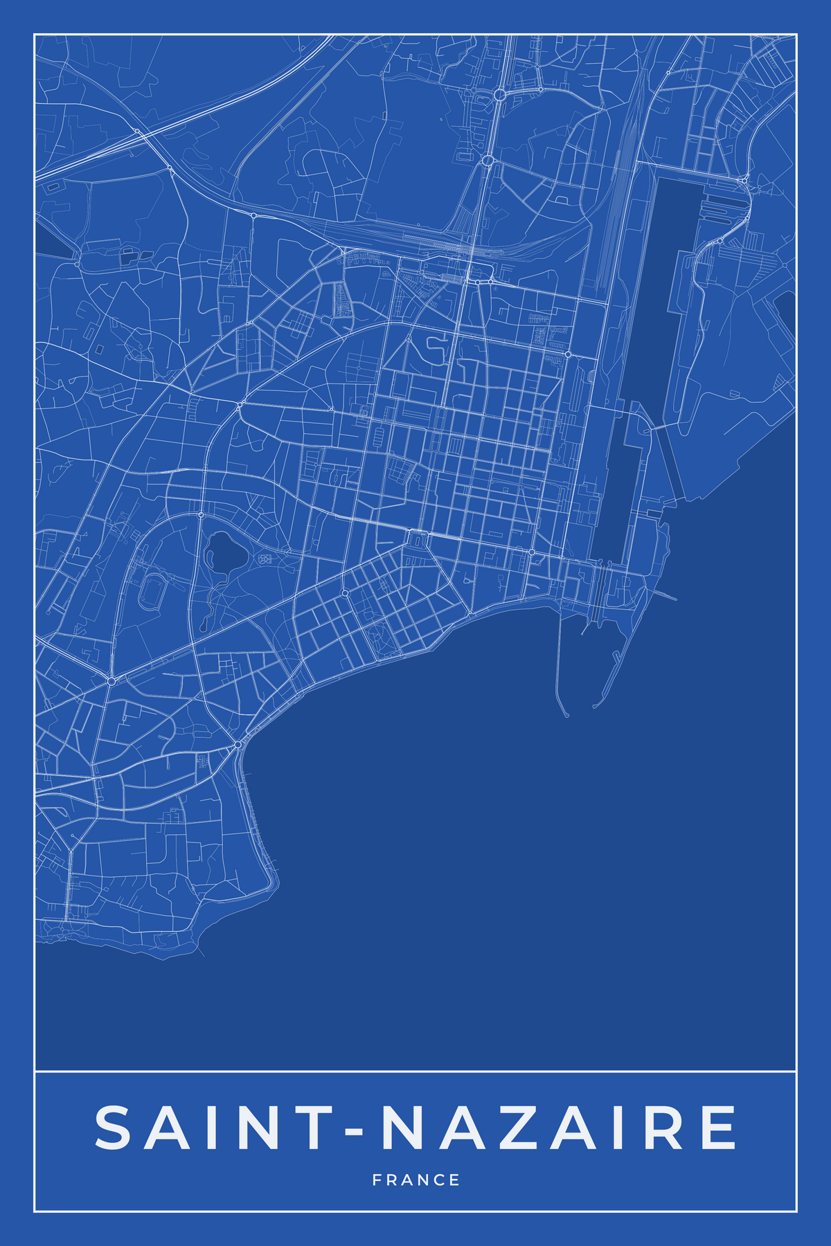 Carte de Saint-Nazaire bleue - Affiche personnalisée