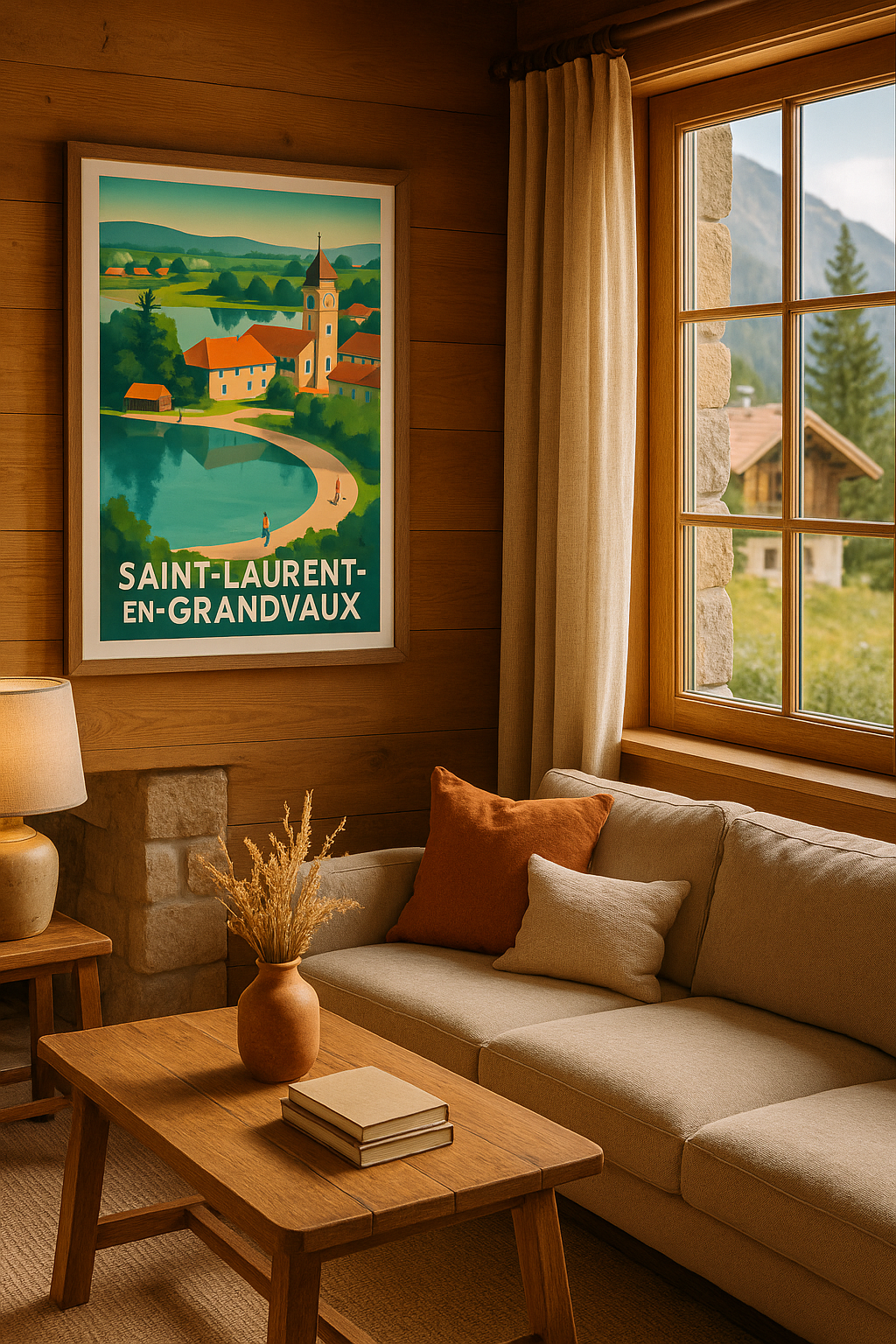 Affiche Saint-Laurent-en-Grandvaux — Tranquillité au bord du lac · poster d'art de Saint-Laurent-en-Grandvaux
