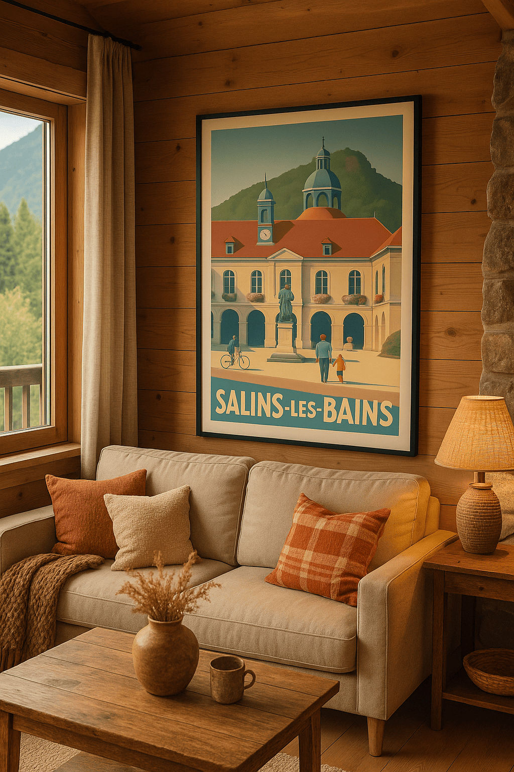 Affiche Salins-les-Bains — Charme et sérénité au cœur de la ville · poster d'art de Salins-les-Bains