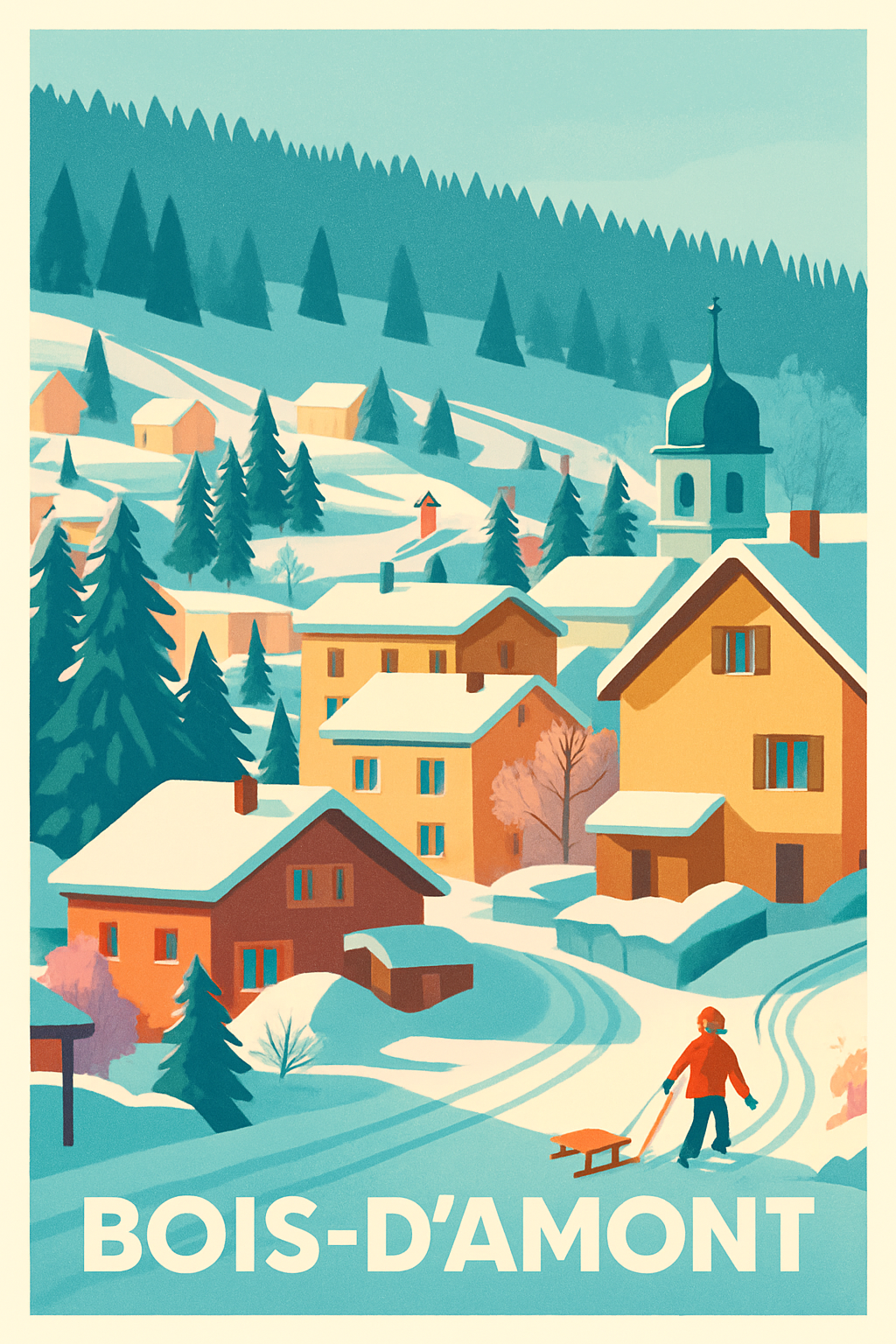 Jura France Pas de Cadre / 20 × 30cm Affiche de Bois-d'Amont - Charme hivernal et paysages enneigés